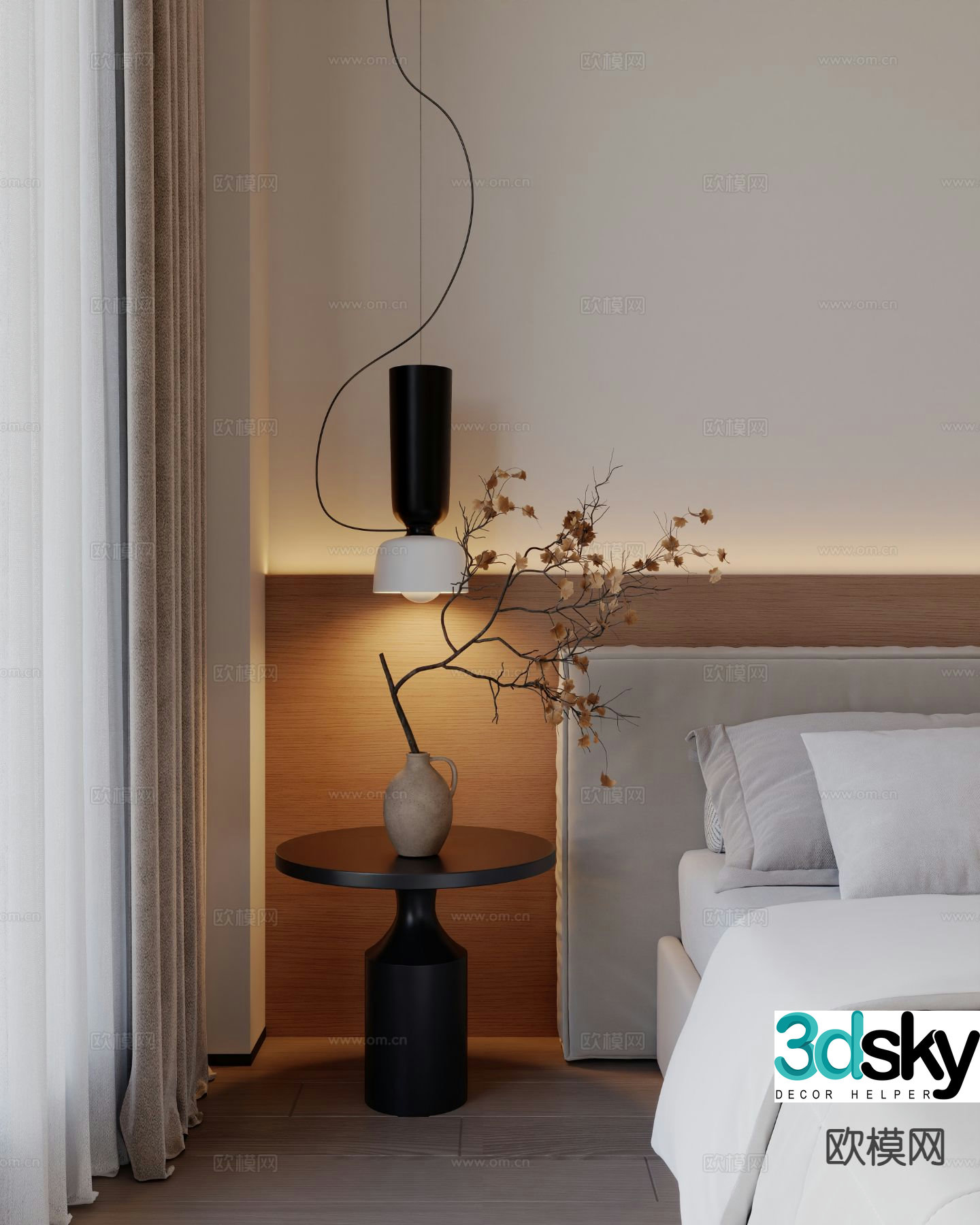 Bedside small chandelier 3d model