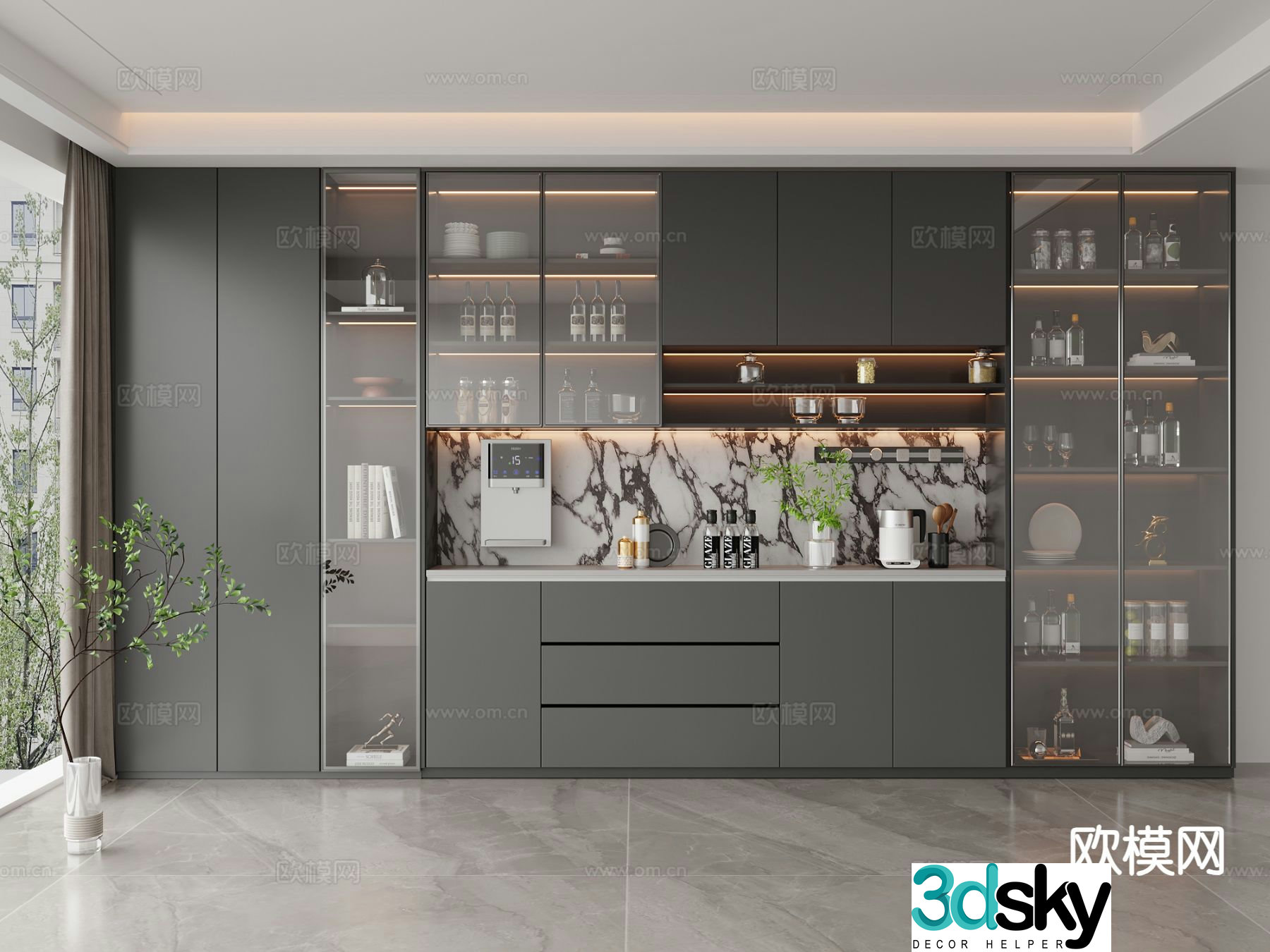 Italian wine cabinet sideboard 3d model