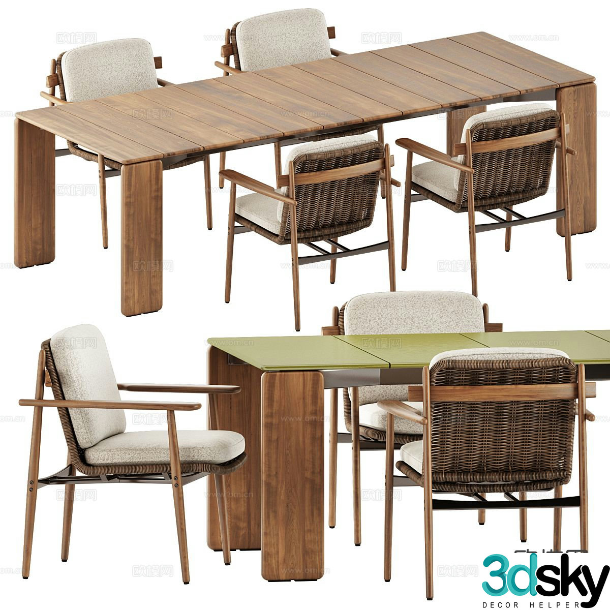 Modern outdoor table and chairs dining table and chairs 3d model