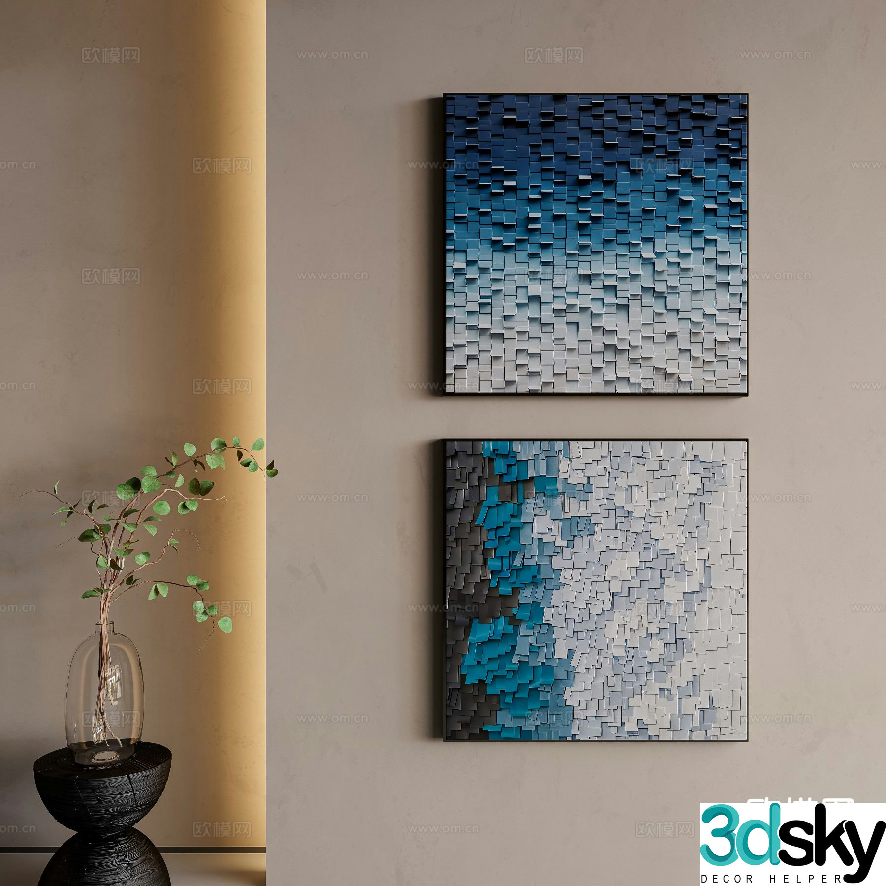 Modern minimalist painting three-dimensional hanging painting decorative painting 3D model