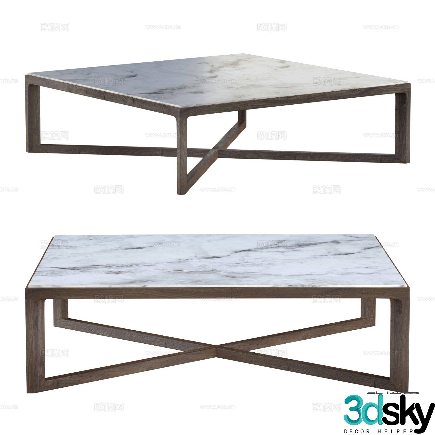 Square coffee table marble coffee table 3d model