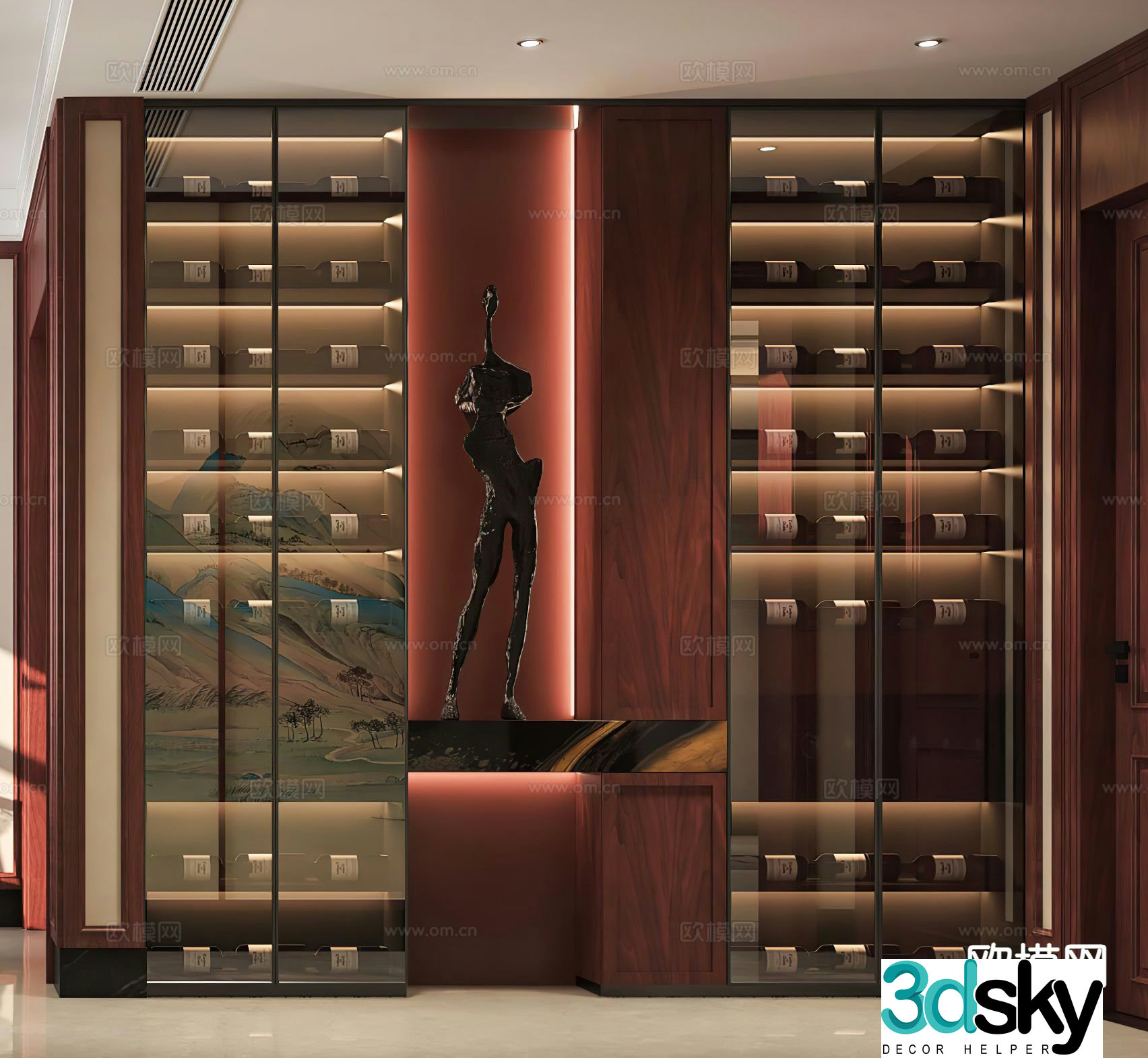 G23 new Chinese style wine cabinet glass wine cabinet 3D model