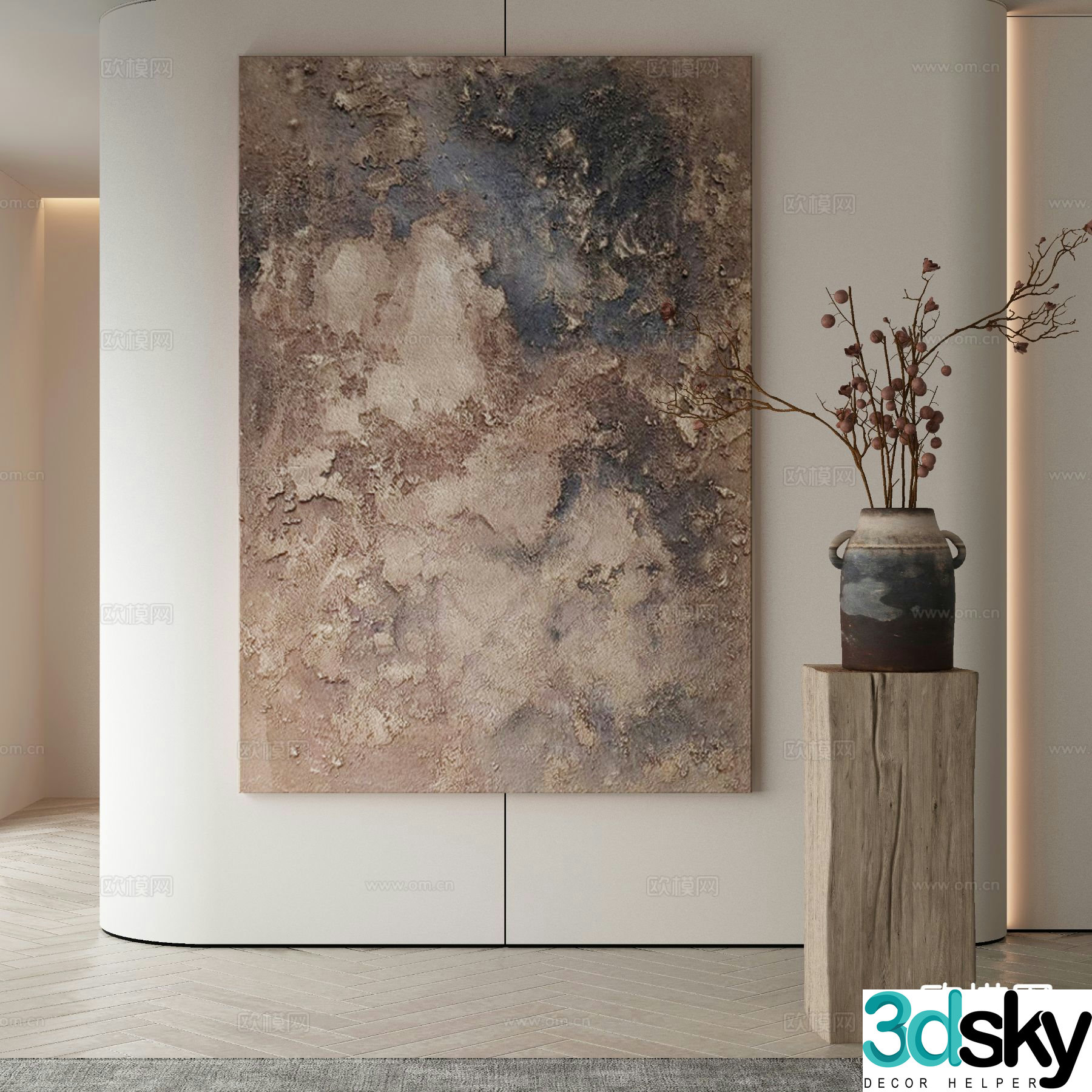 Wabi-sabi decorative painting texture painting abstract painting 3d model