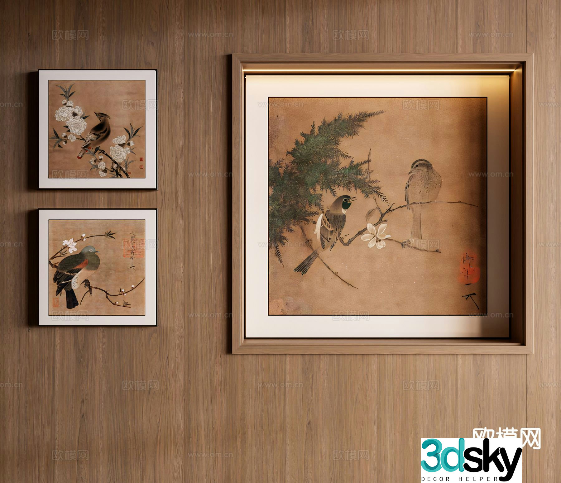 Chinese decorative painting flower and bird painting ancient painting 3D model
