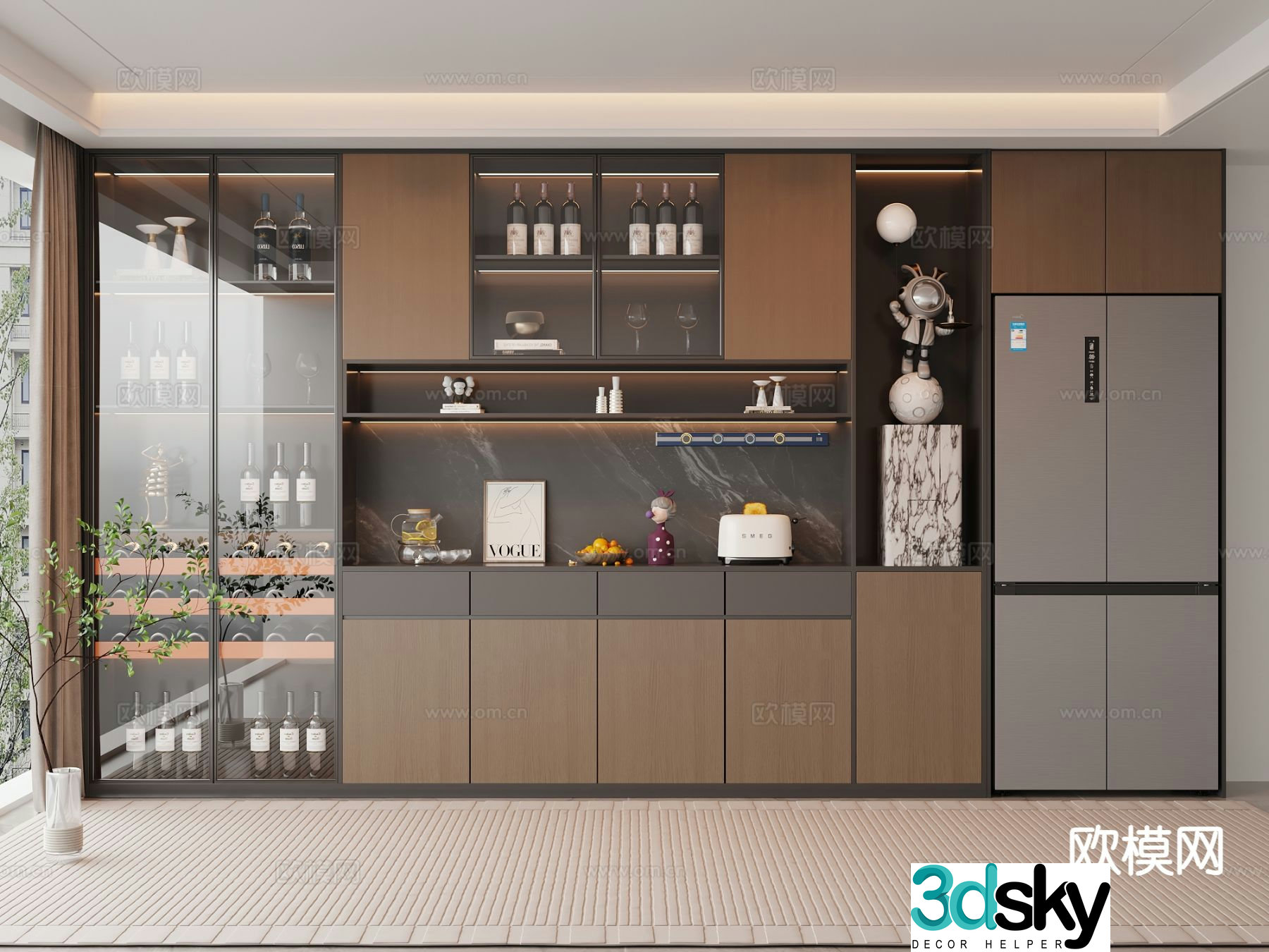 Italian wine cabinet sideboard 3d model