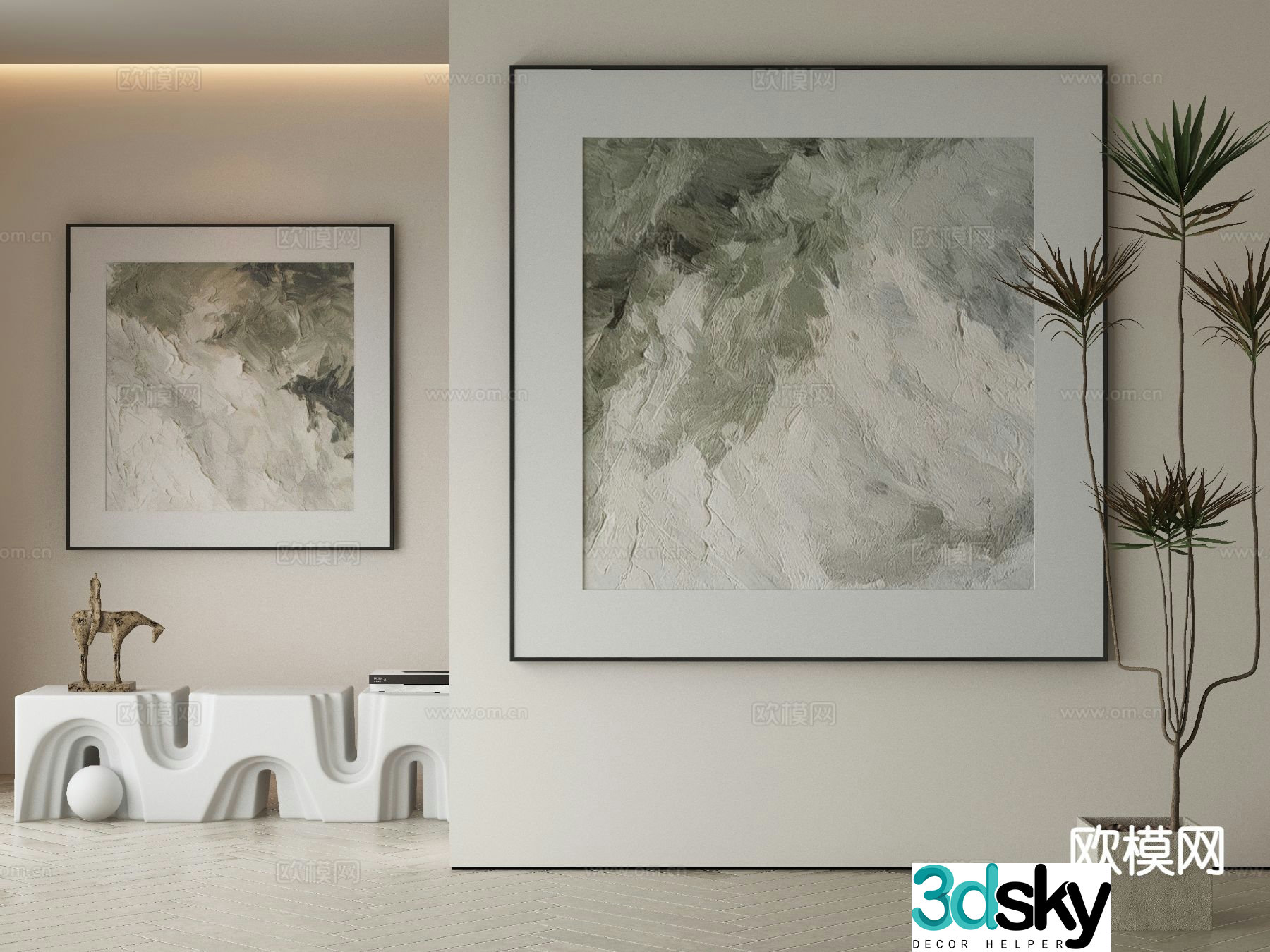 Modern decorative painting abstract painting watercolor painting 3d model