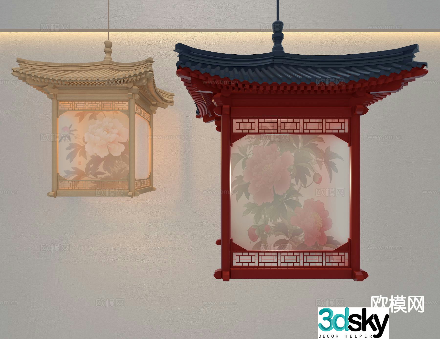 New Chinese style chandelier 3d model