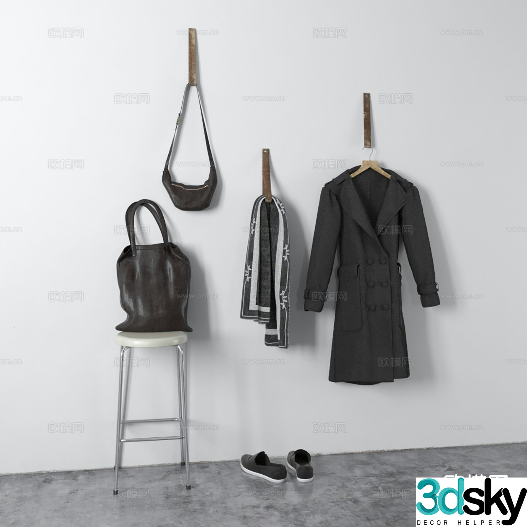 coat clothes clothing bag 3d model