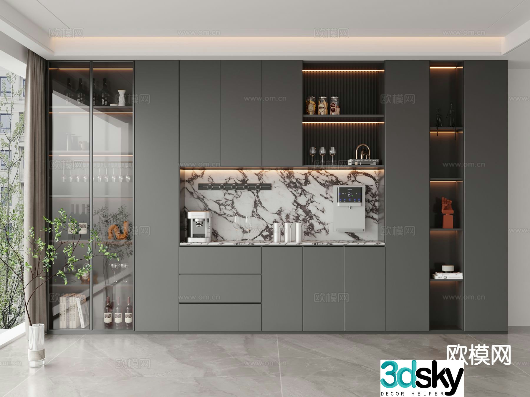 Italian wine cabinet sideboard 3d model
