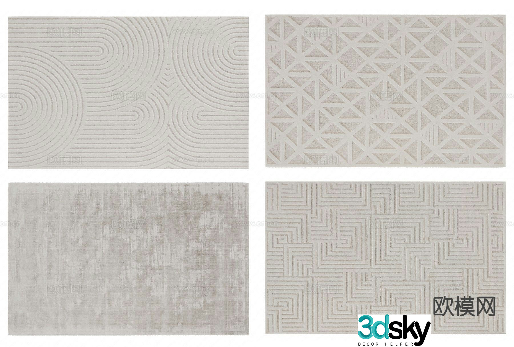 Modern carpet square rug 3d model