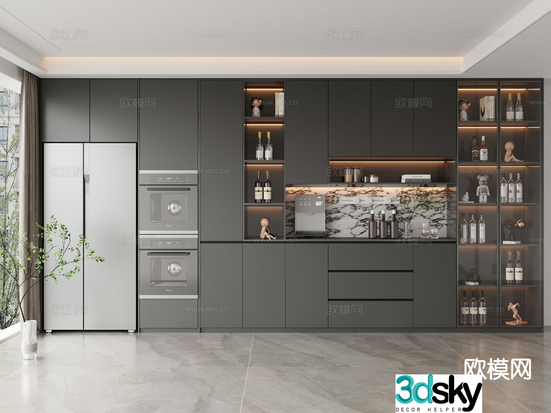 Italian wine cabinet sideboard 3d model