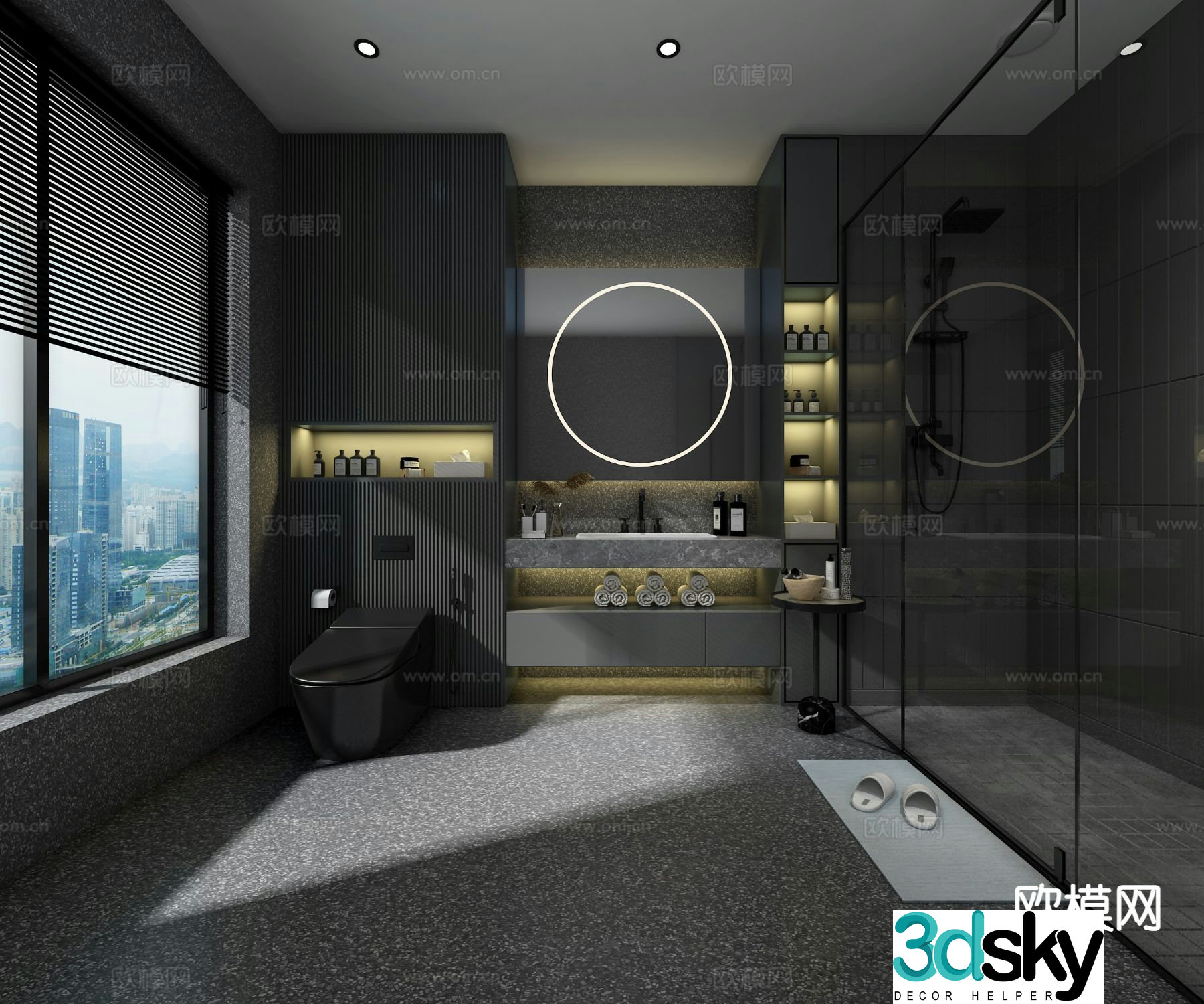 Dark style bathroom bathroom 3d model