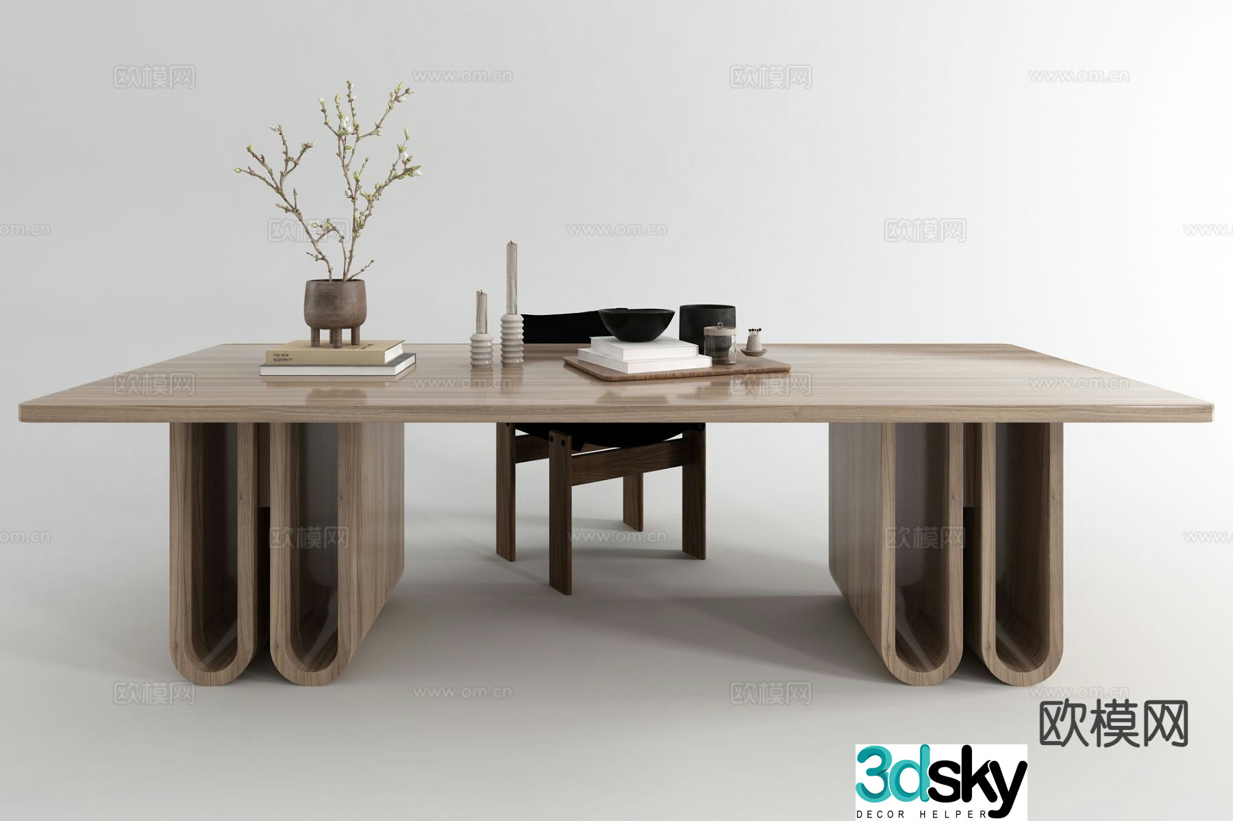 modern desk desk 3d model