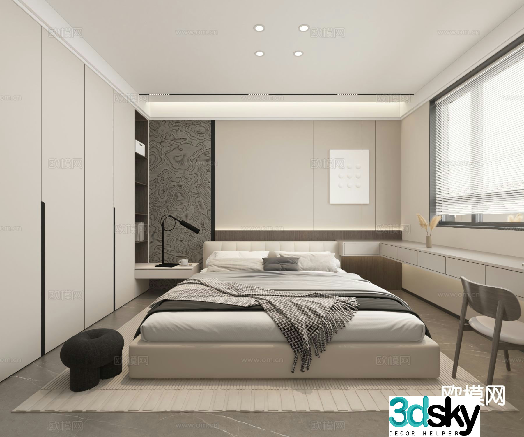 Modern second bedroom bedroom 3d model