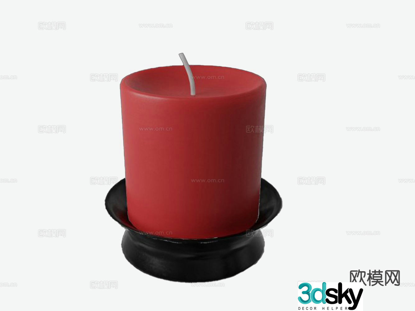 red candle candlestick lamp candle 3d model