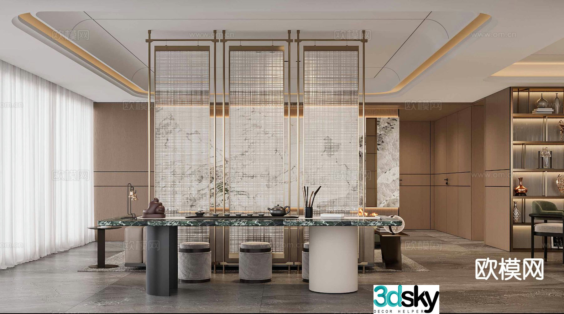 Light luxury tea room 3D model