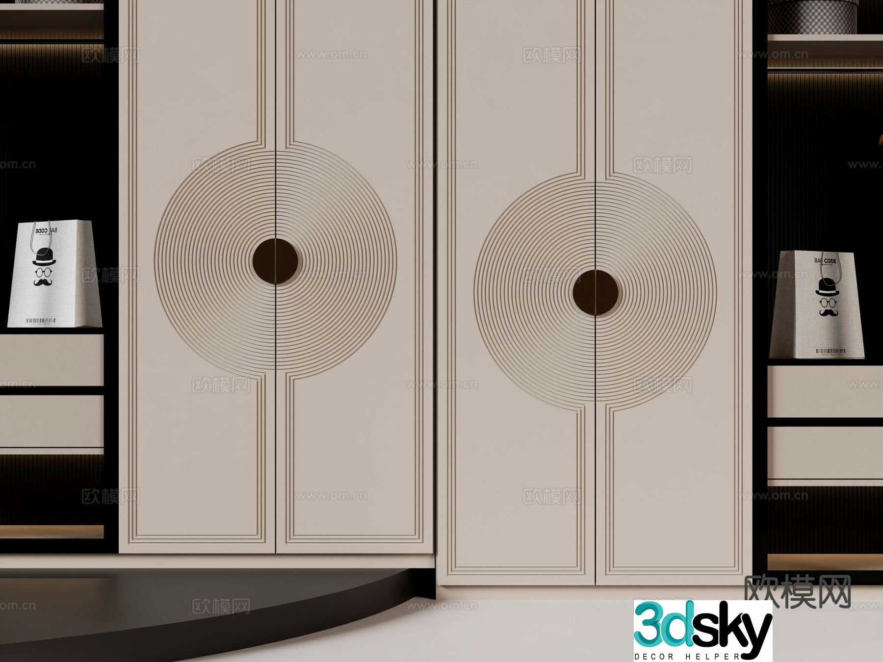 New Chinese style wardrobe wardrobe 3d model