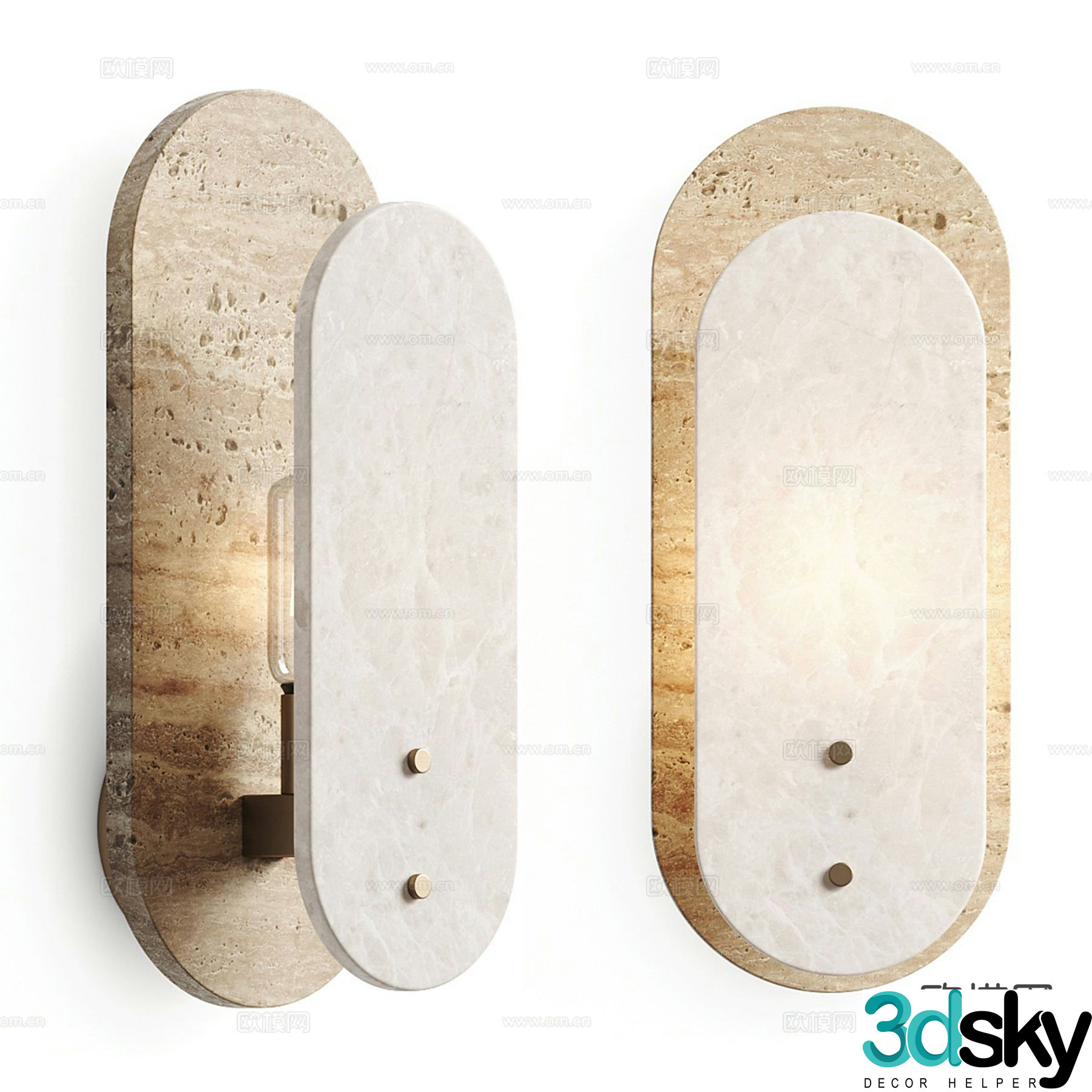 Light luxury wall lamp stone wall lamp 3d model