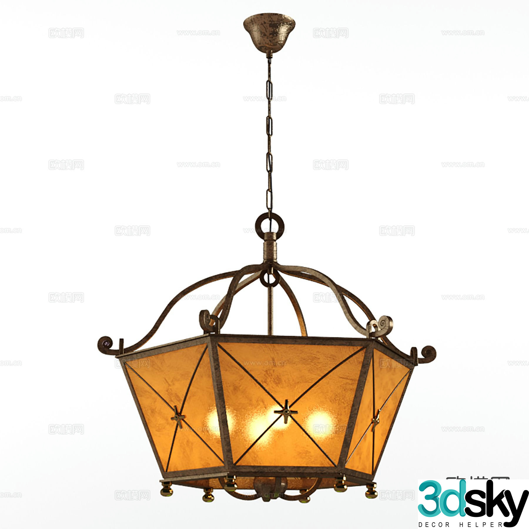 Medieval style chandelier 3d model