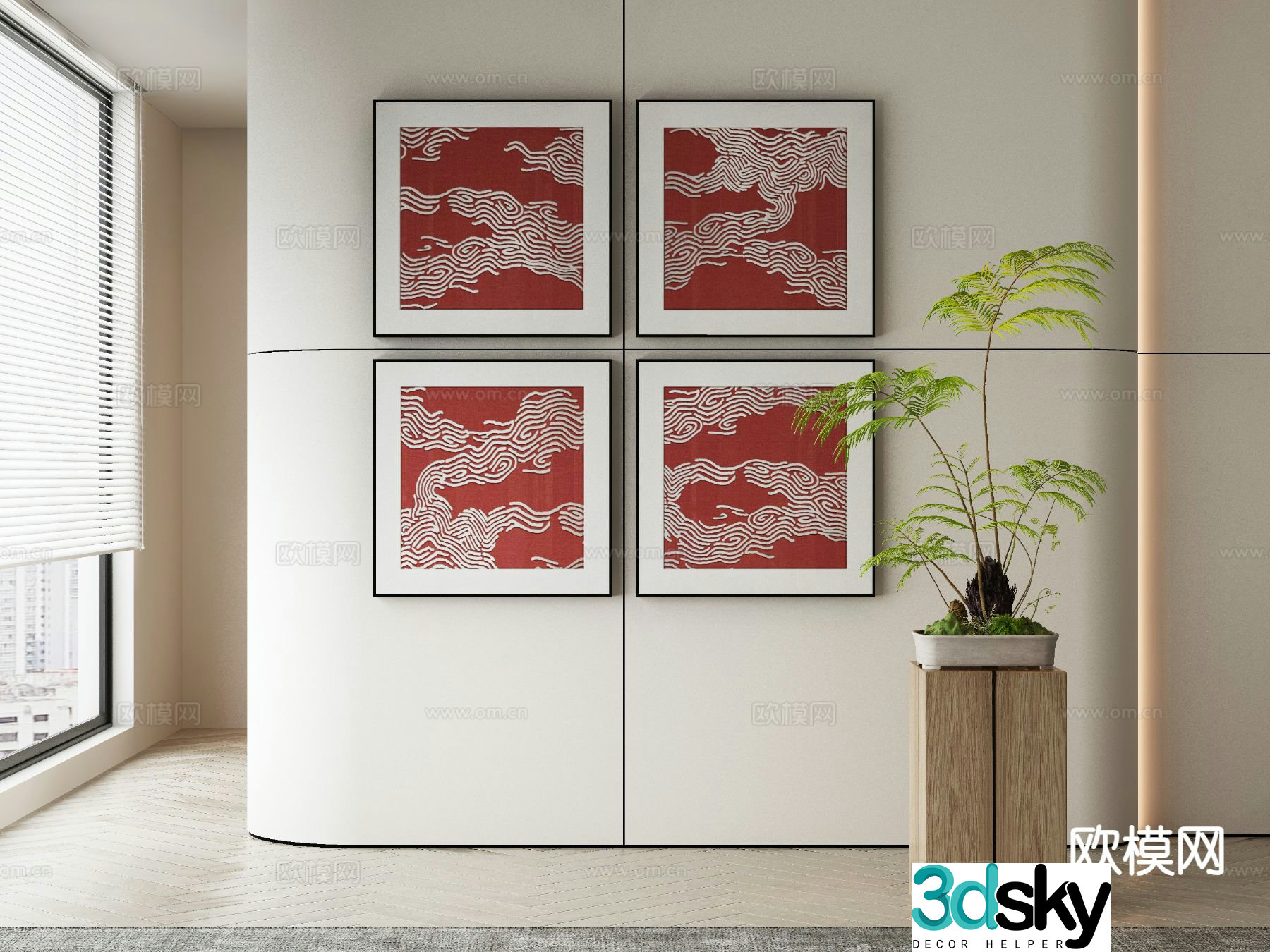 New Chinese style decorative painting auspicious hanging painting 3d model
