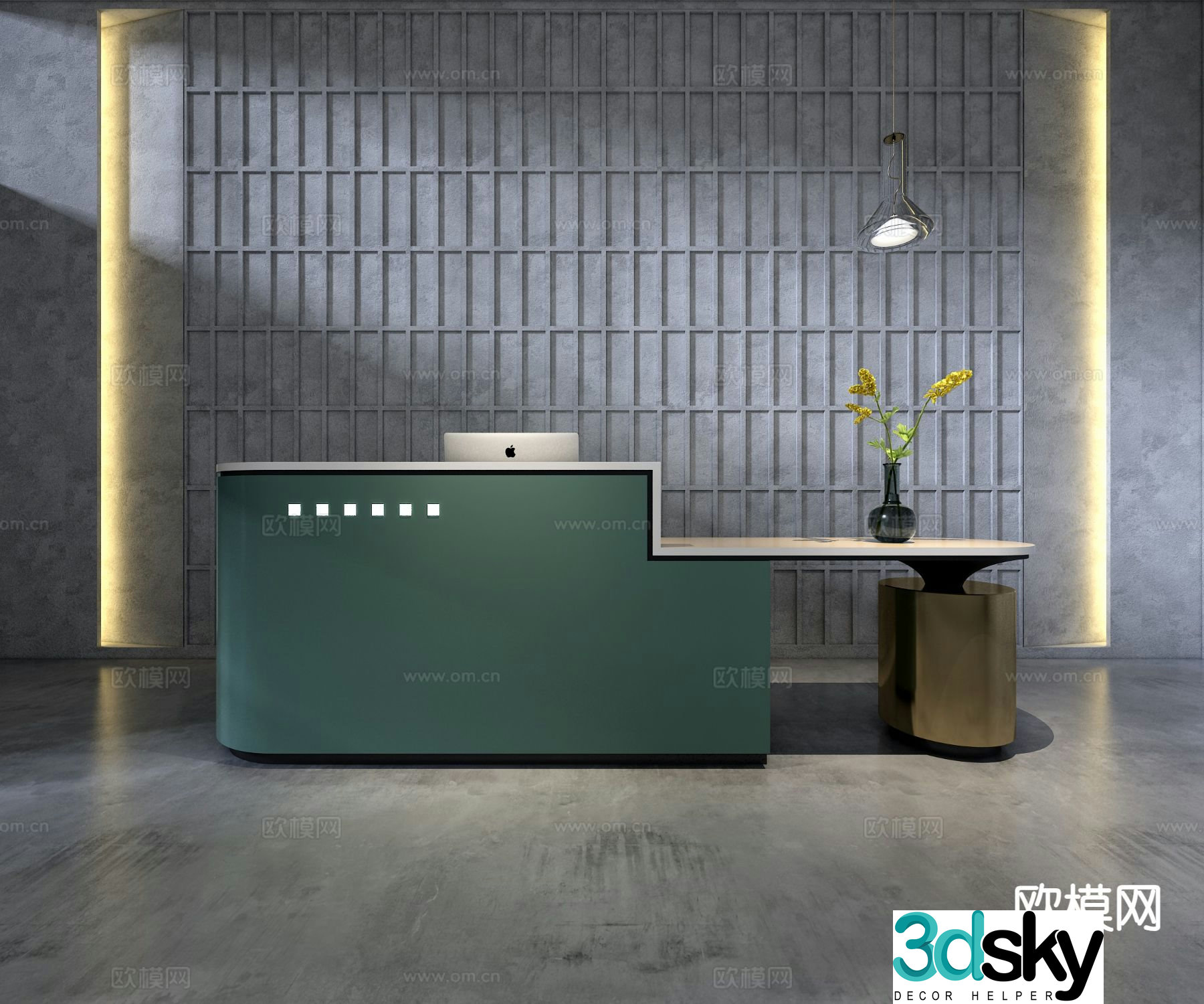 Modern front desk reception desk 3d model