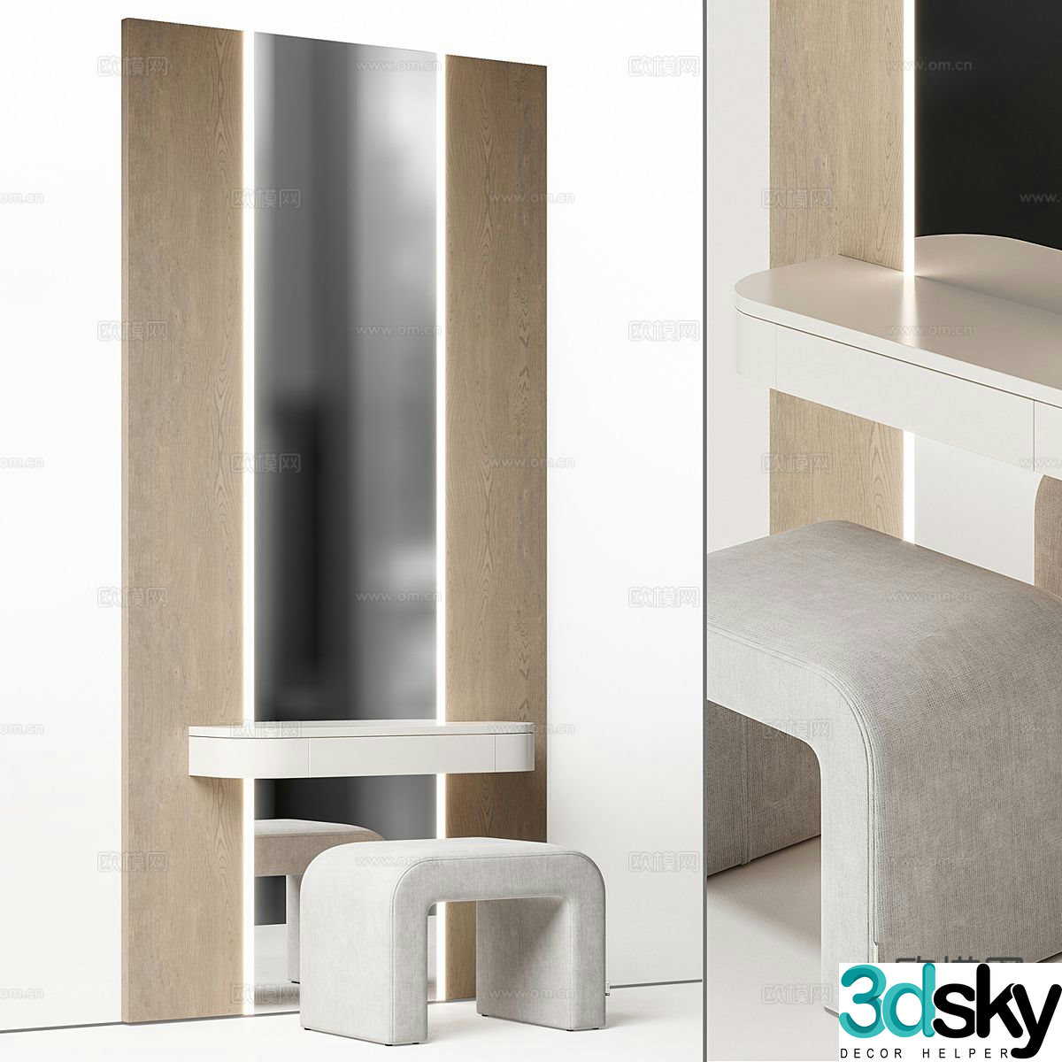 Integrated dressing table makeup table 3d model