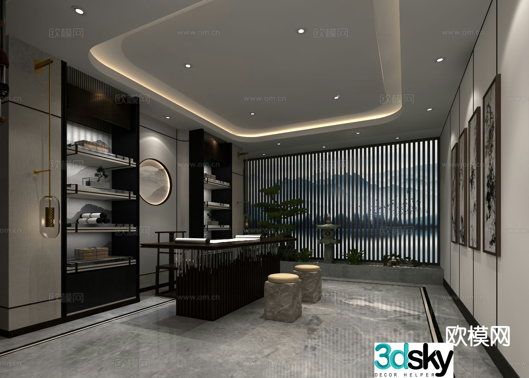Chinese study room 3d model