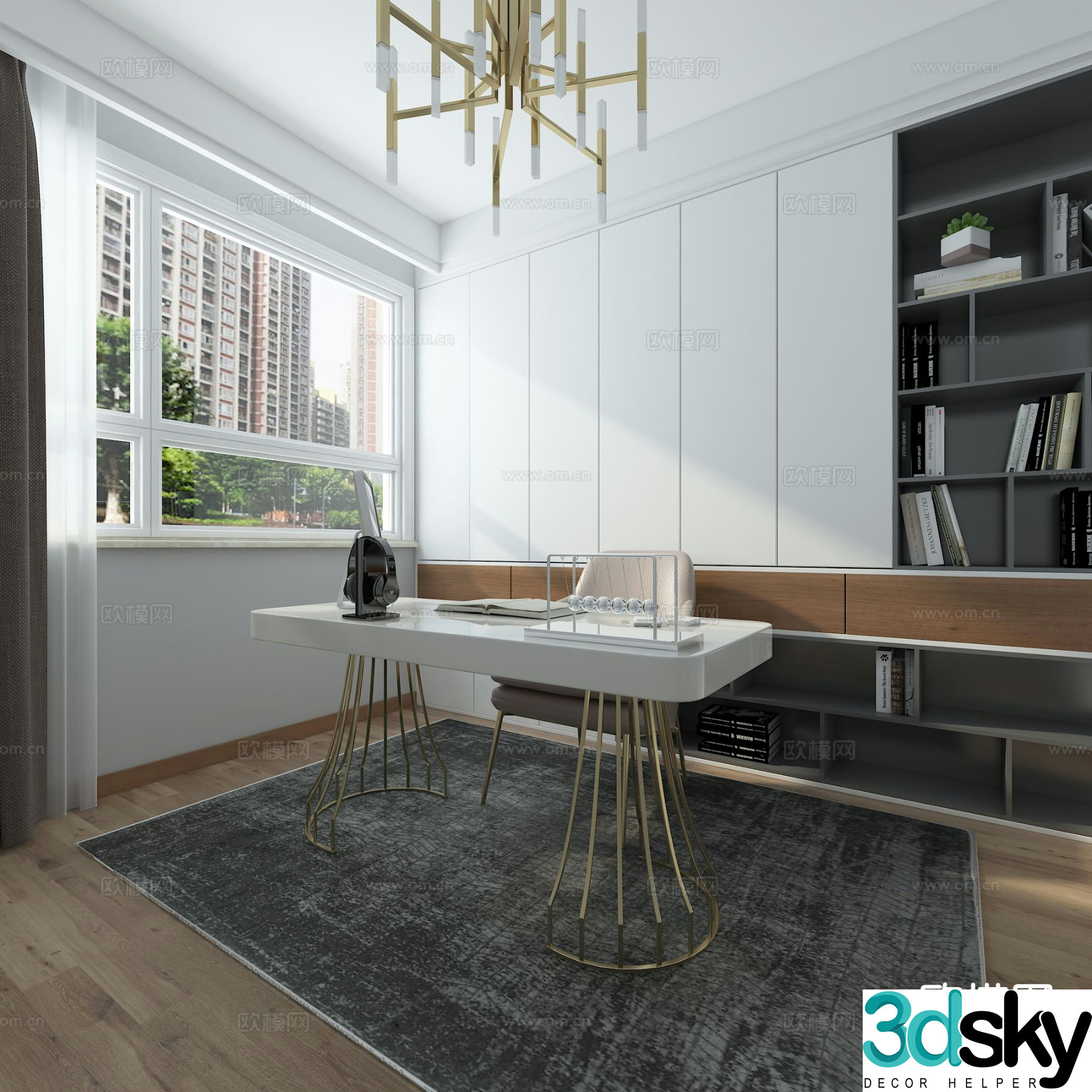 Modern study room 3d model