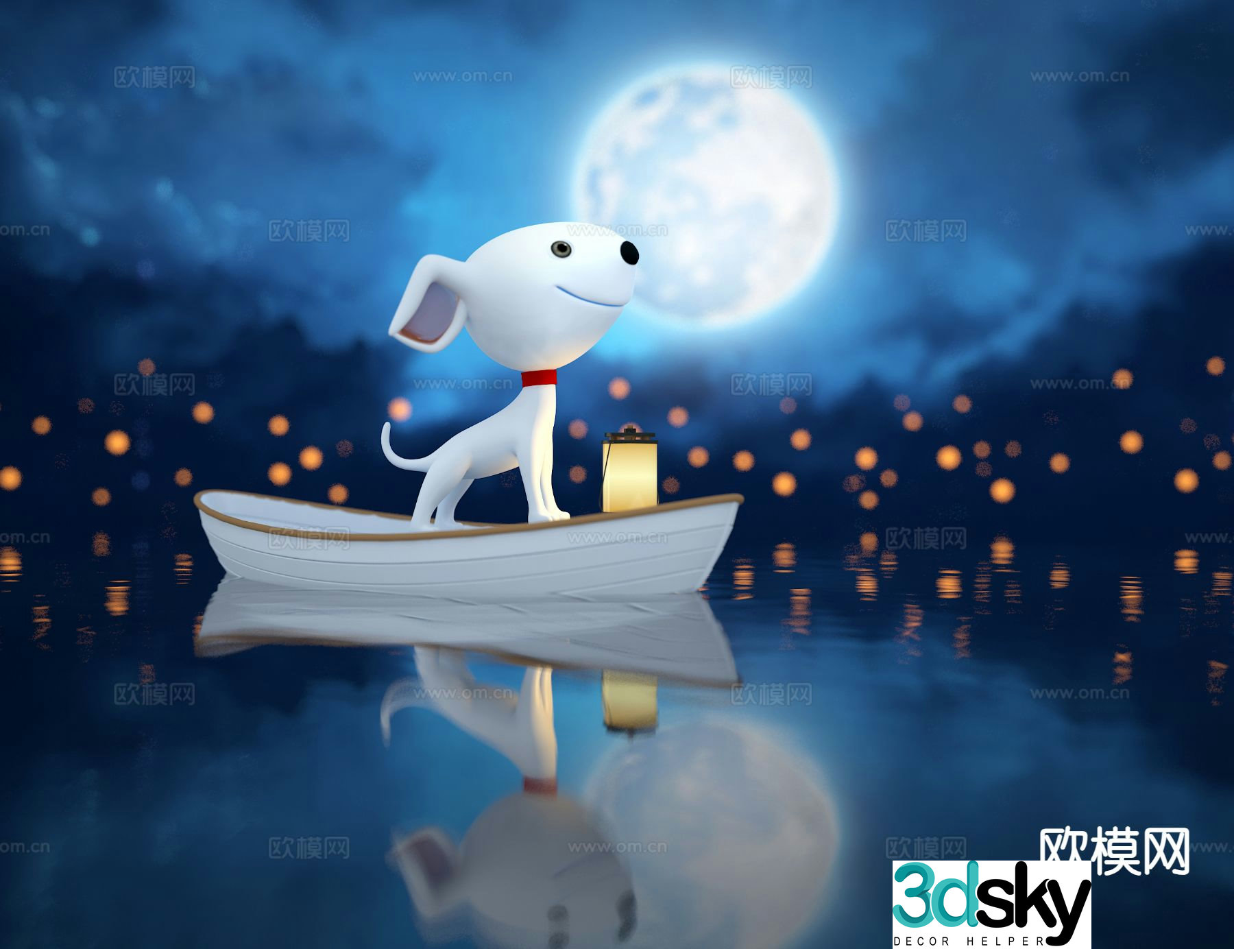 Jingdong dog cartoon ornament doll 3d model