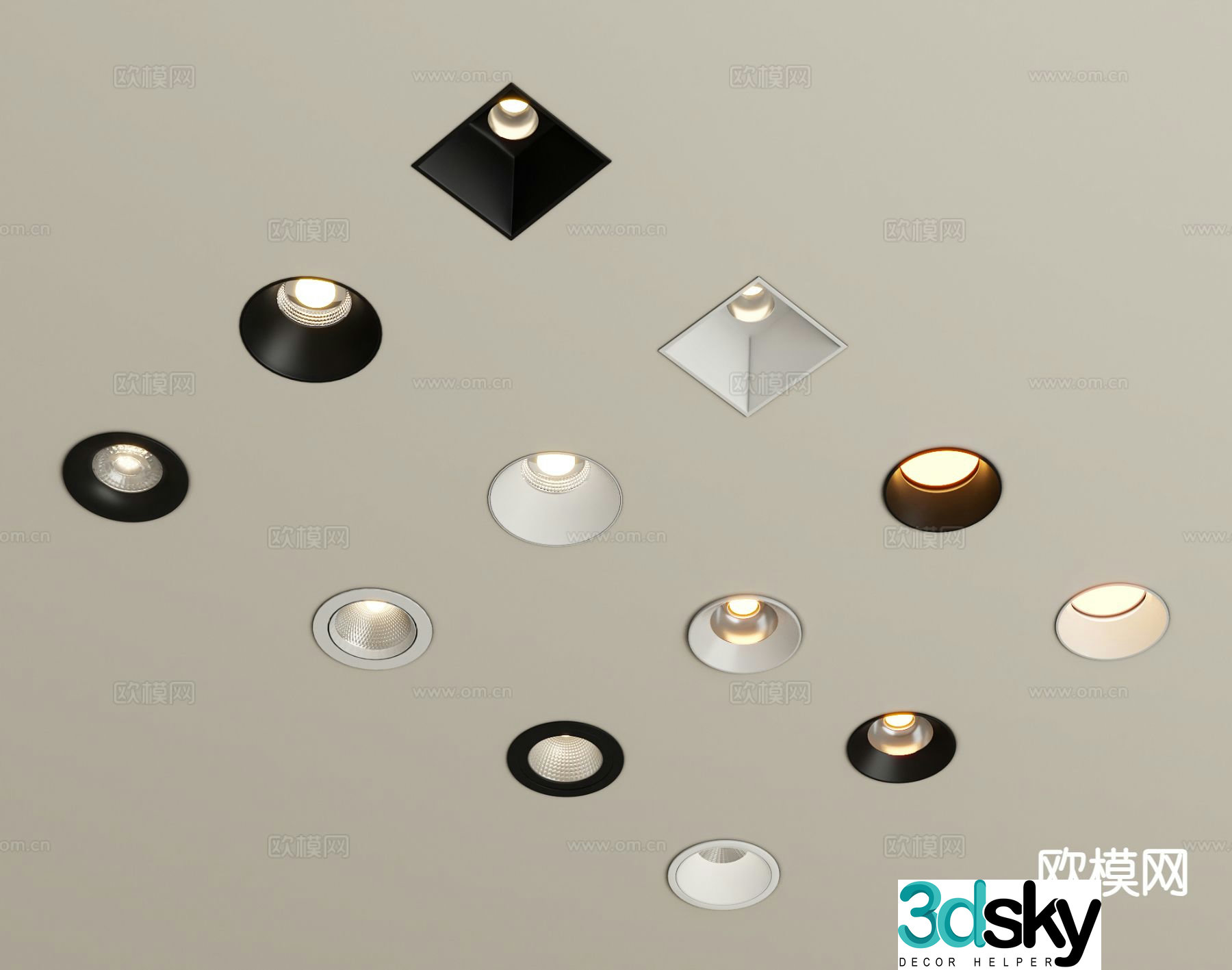 Modern recessed downlight spotlight track light 3d model