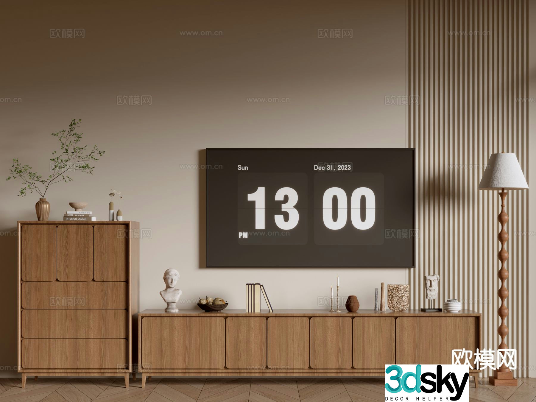 Log style TV cabinet 3D model