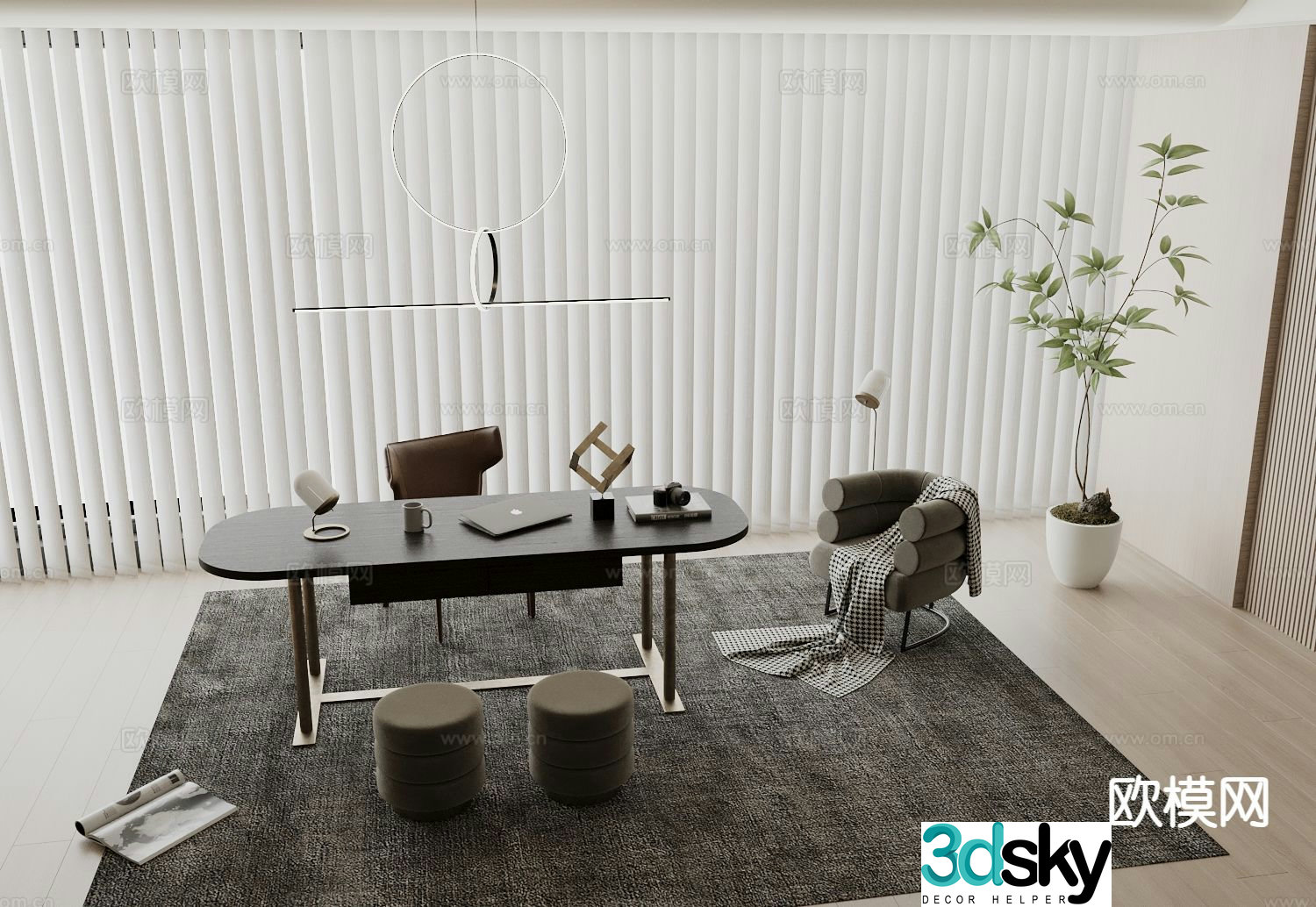 Modern desk computer desk manager desk 3d model