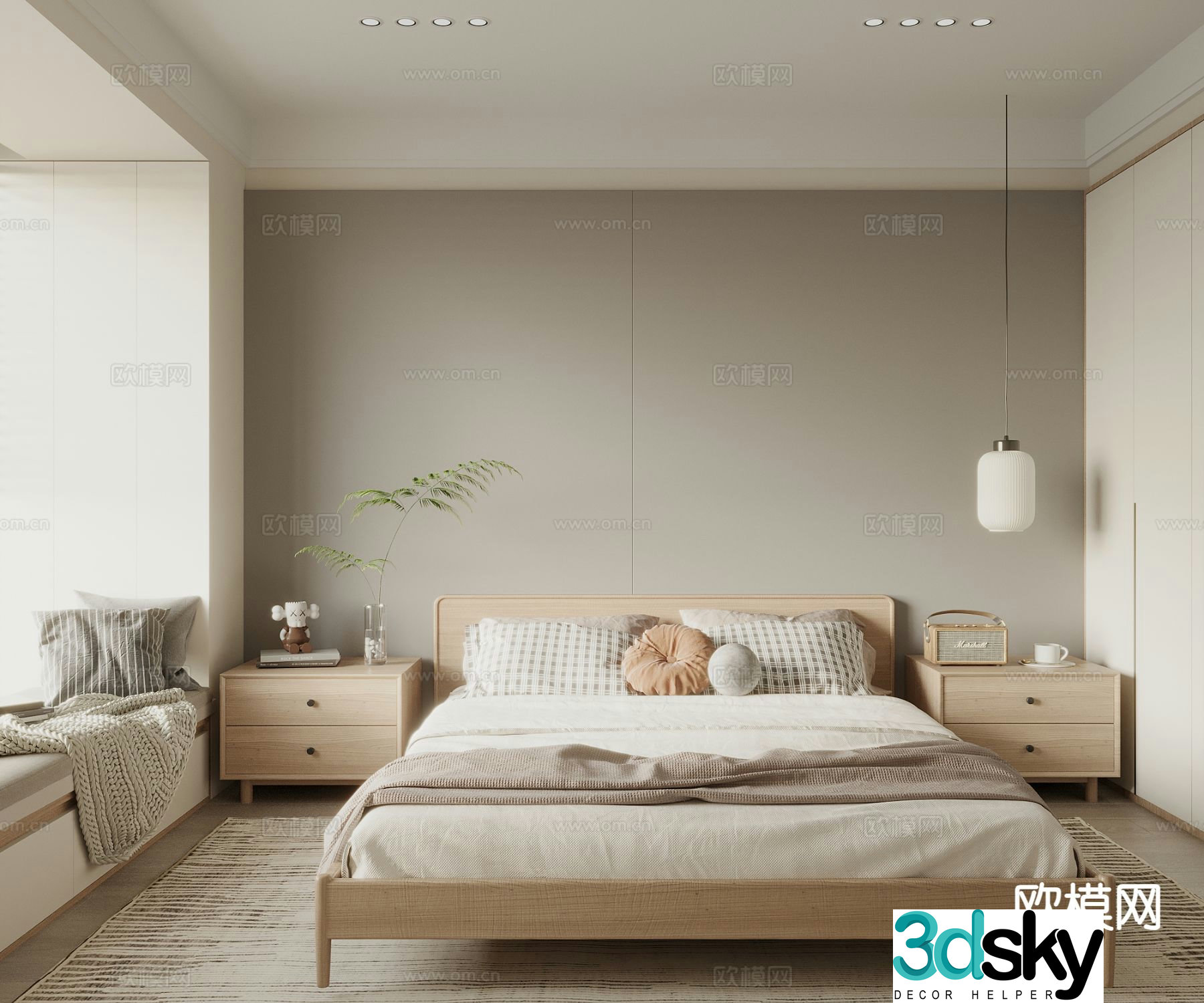 Log style bedroom master bedroom 3d model