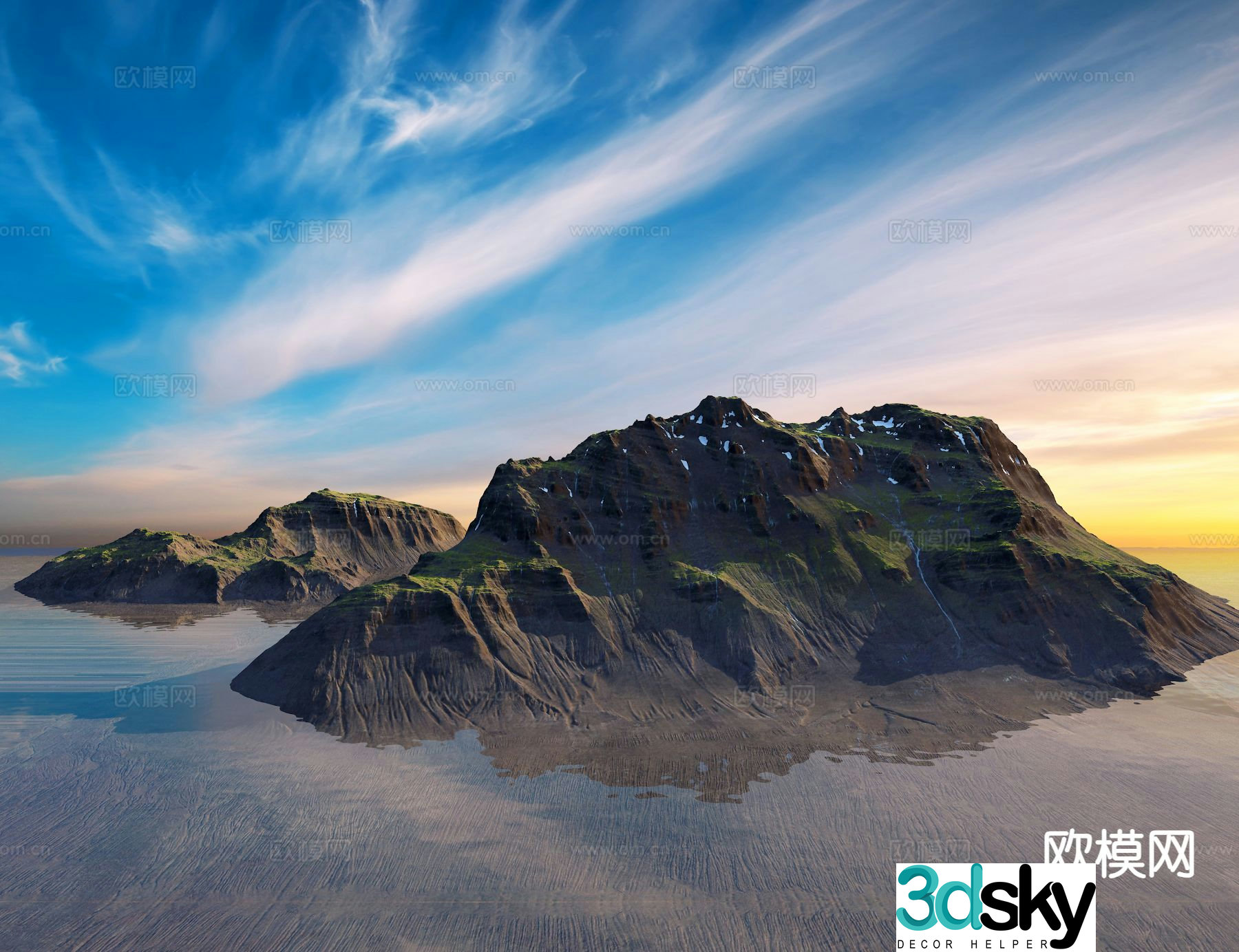 island landscape mountains ley lines 3d model
