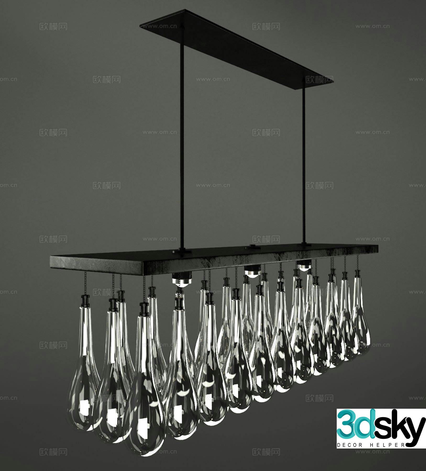 Modern glass chandelier creative chandelier 3d model