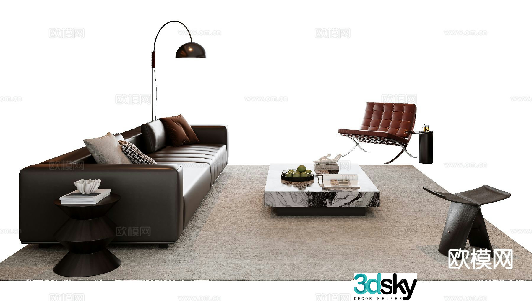 Italian sectional sofa 3d model