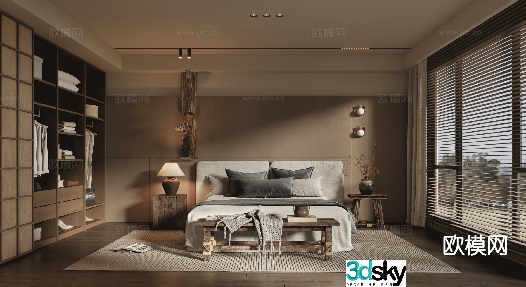 Wabi-sabi style bedroom master bedroom 3d model