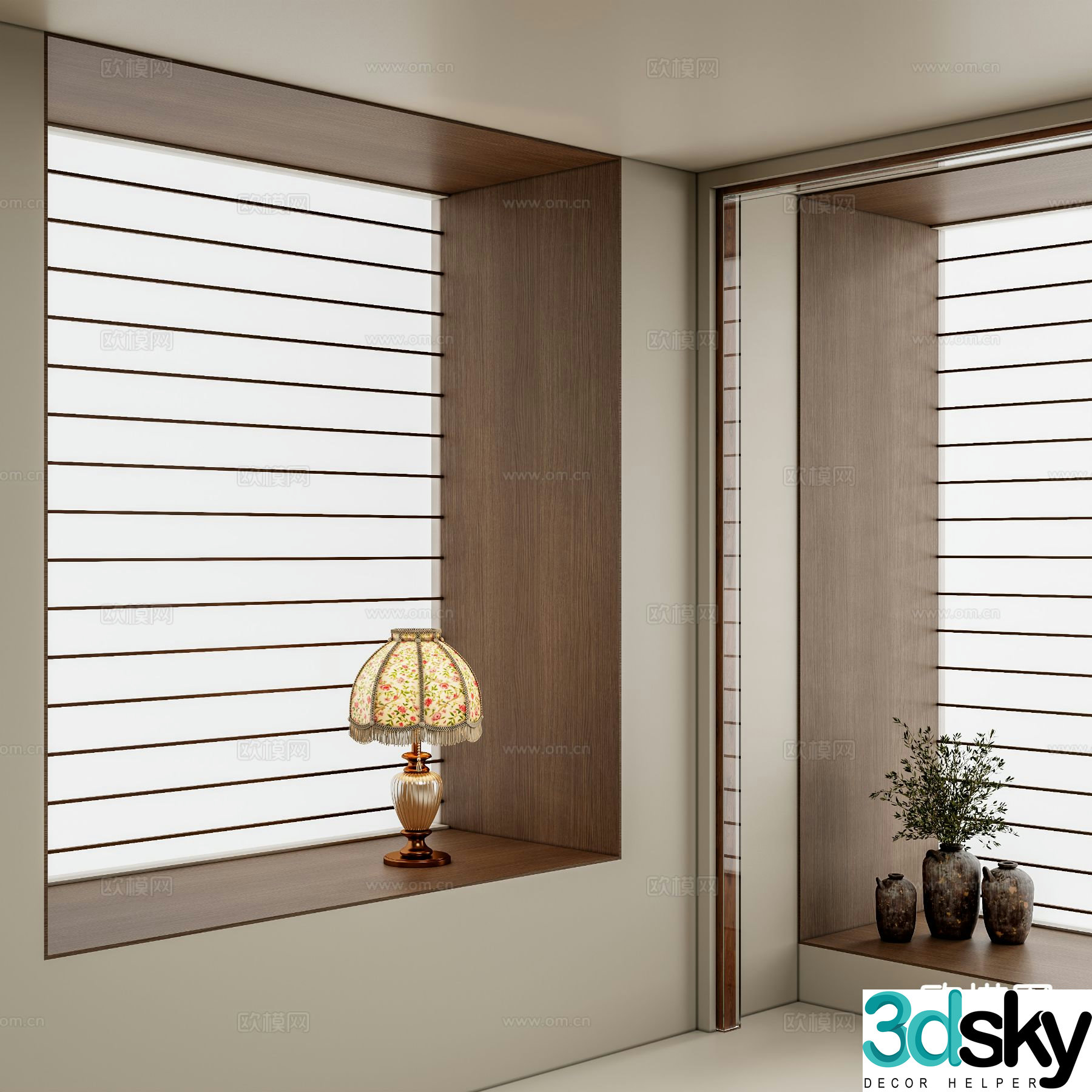 Modern curtains Venetian blinds 3d model
