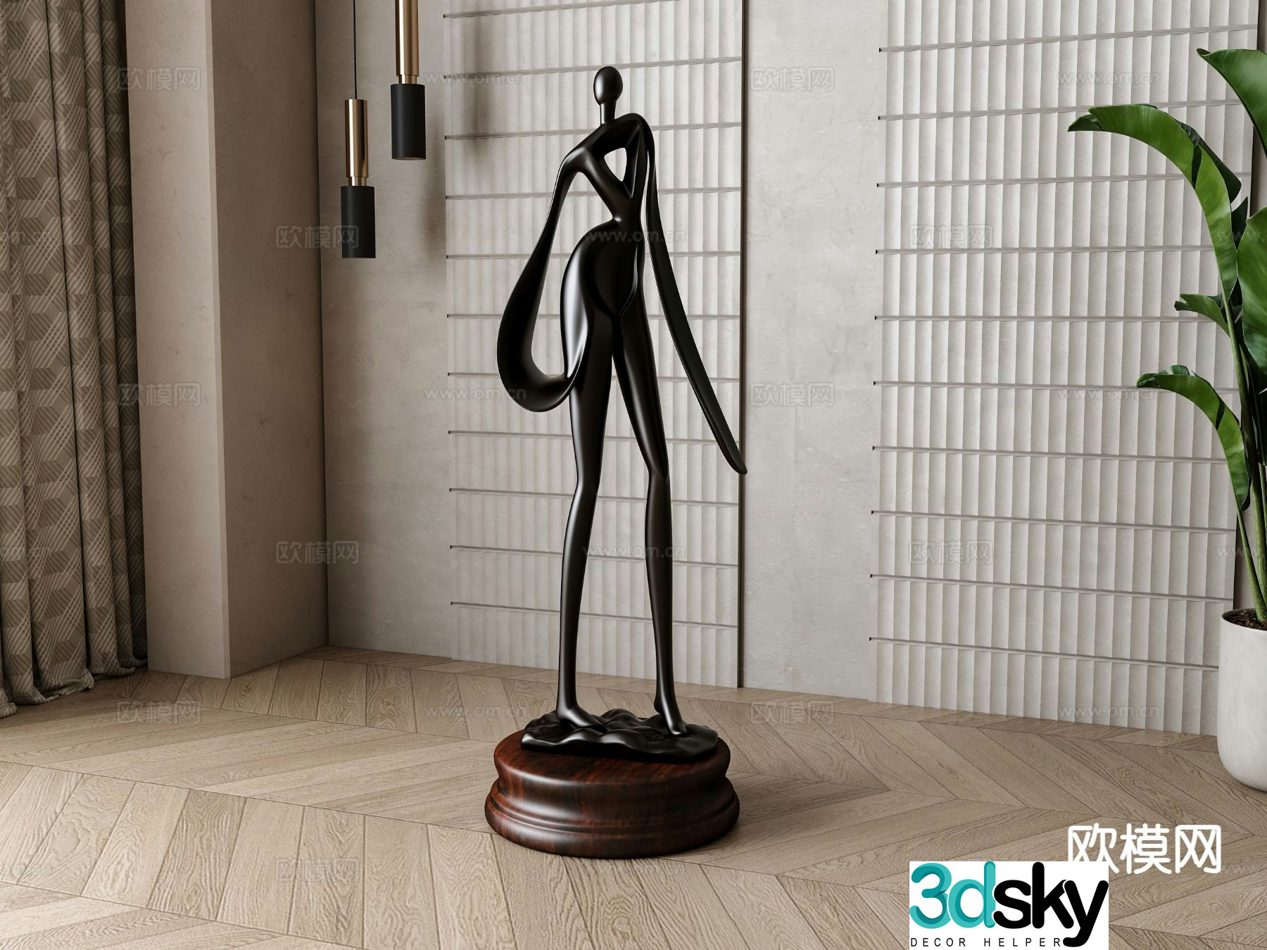 American sculpture humanoid sculpture 3d model