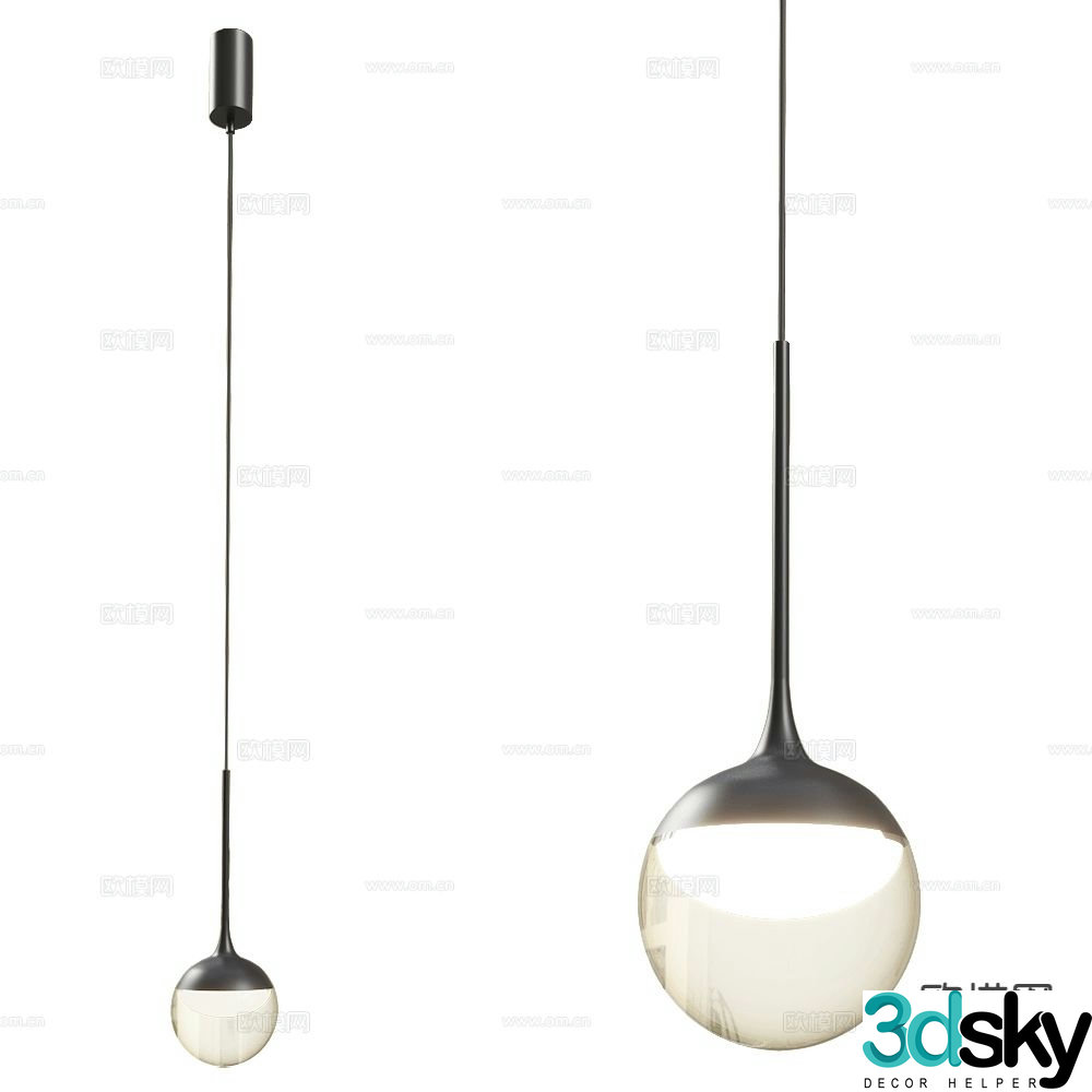 Minimalist spherical chandelier glass chandelier 3d model