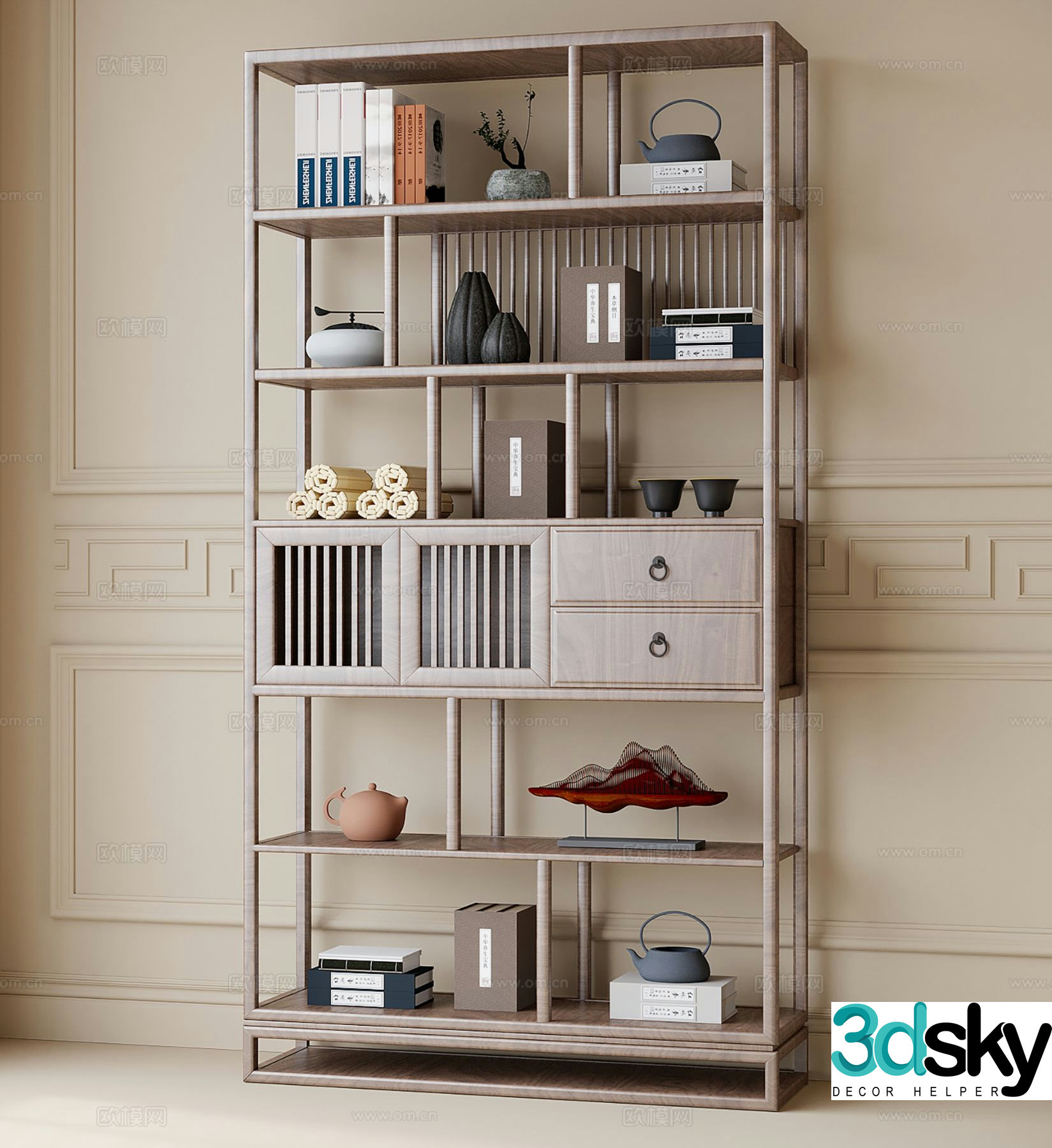 New Chinese style Bogu shelf bookshelf 3D model