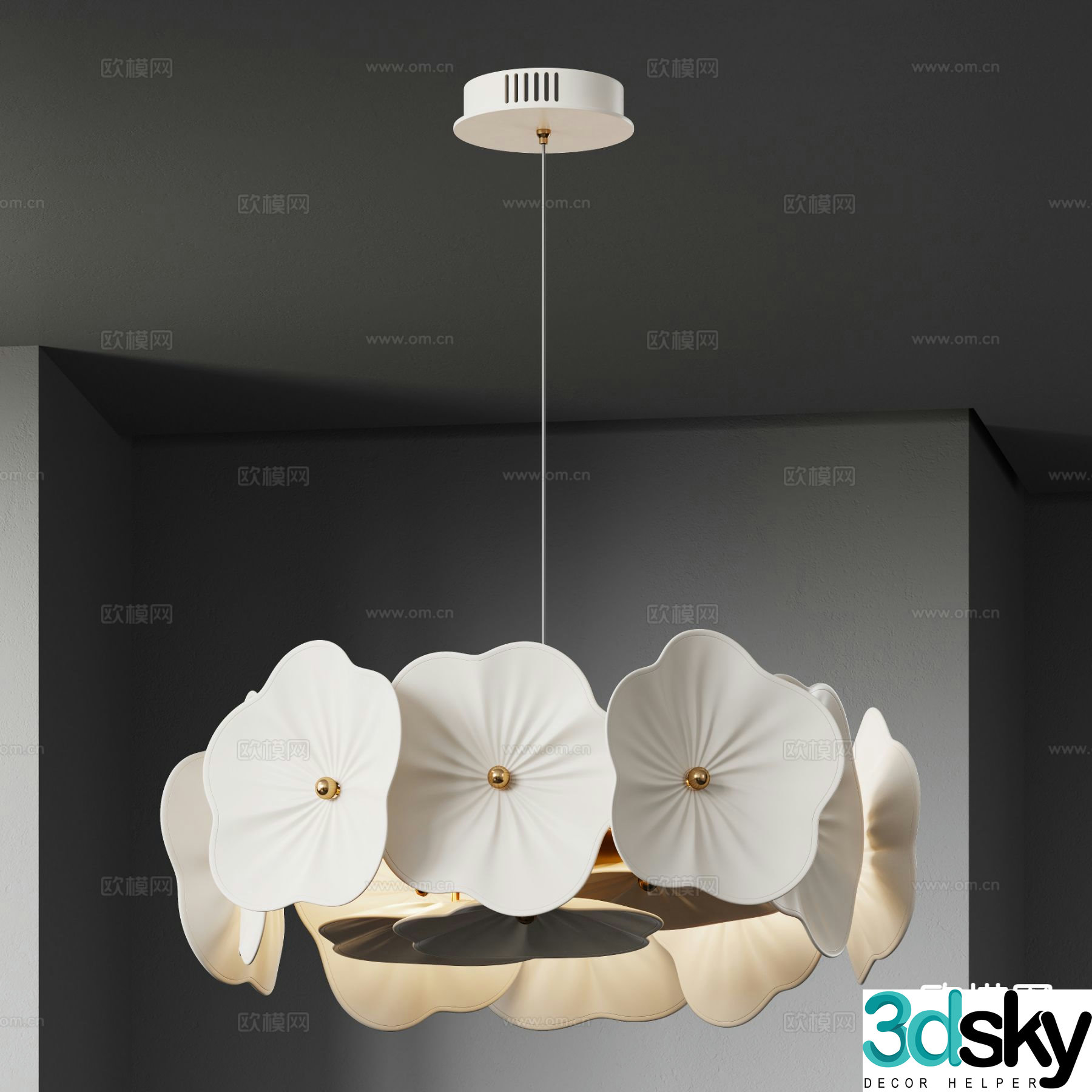 Light luxury chandelier petal chandelier 3d model
