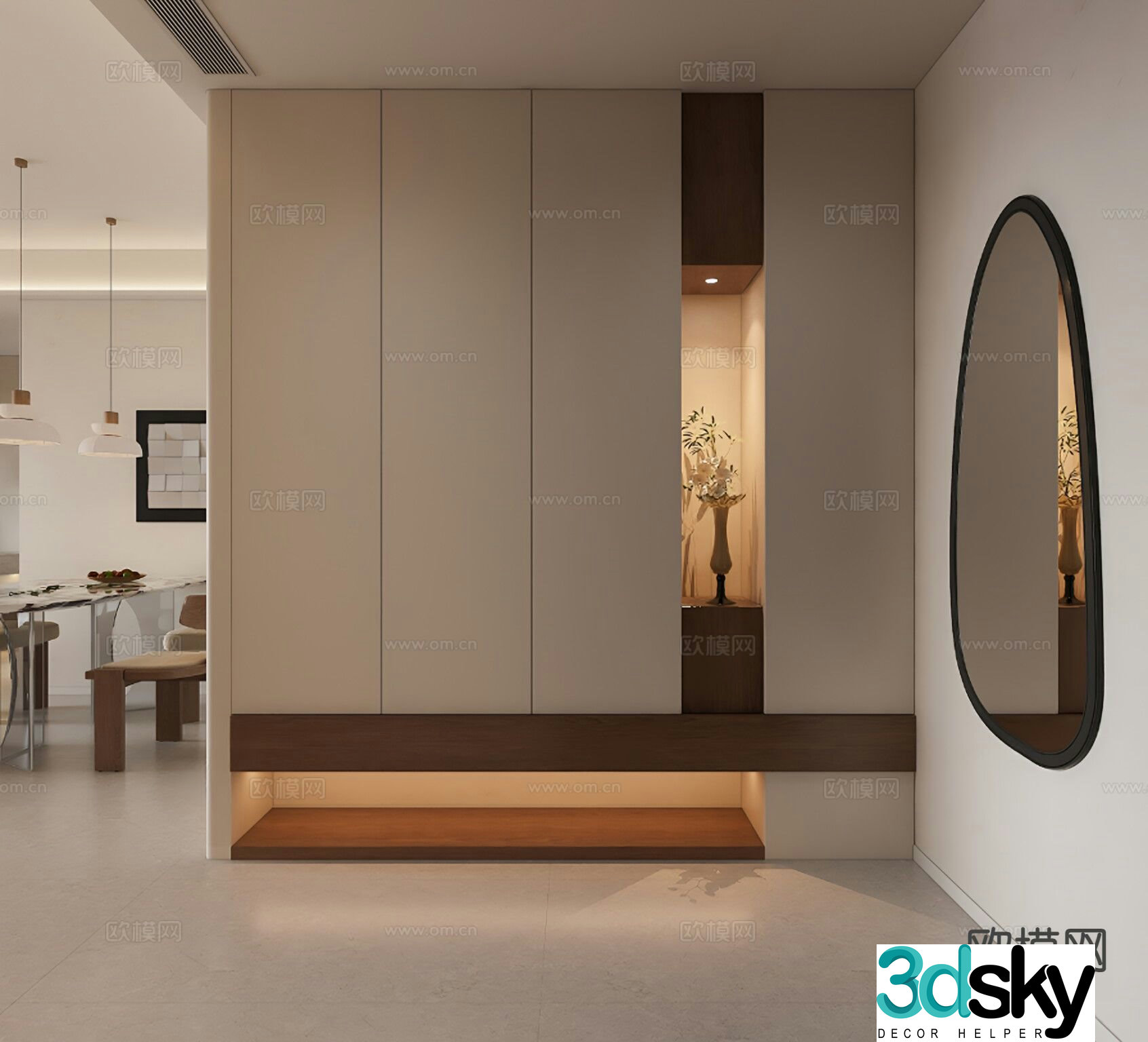 Modern entrance shoe cabinet 3d model