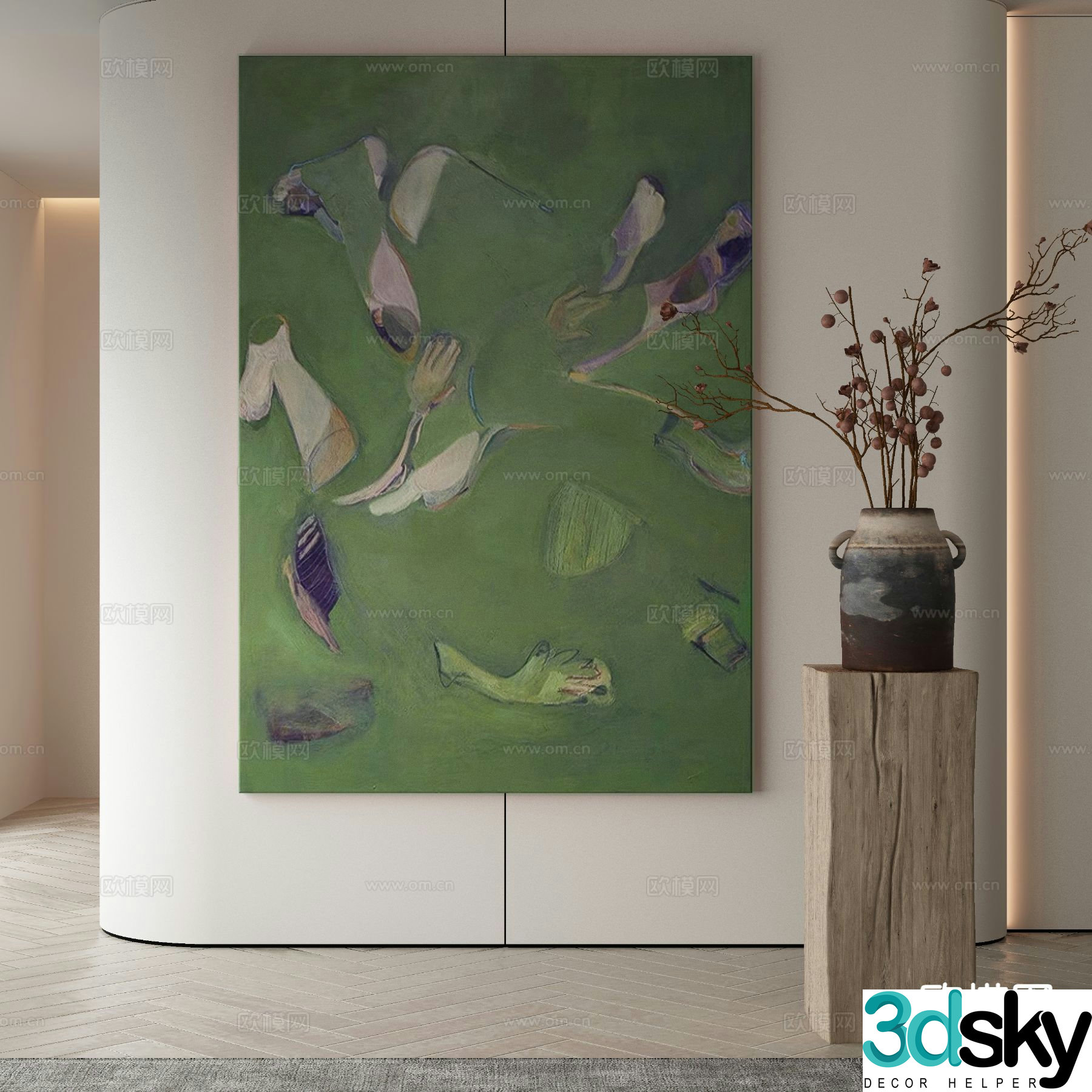 Wabi-sabi art painting texture painting decorative painting 3d model