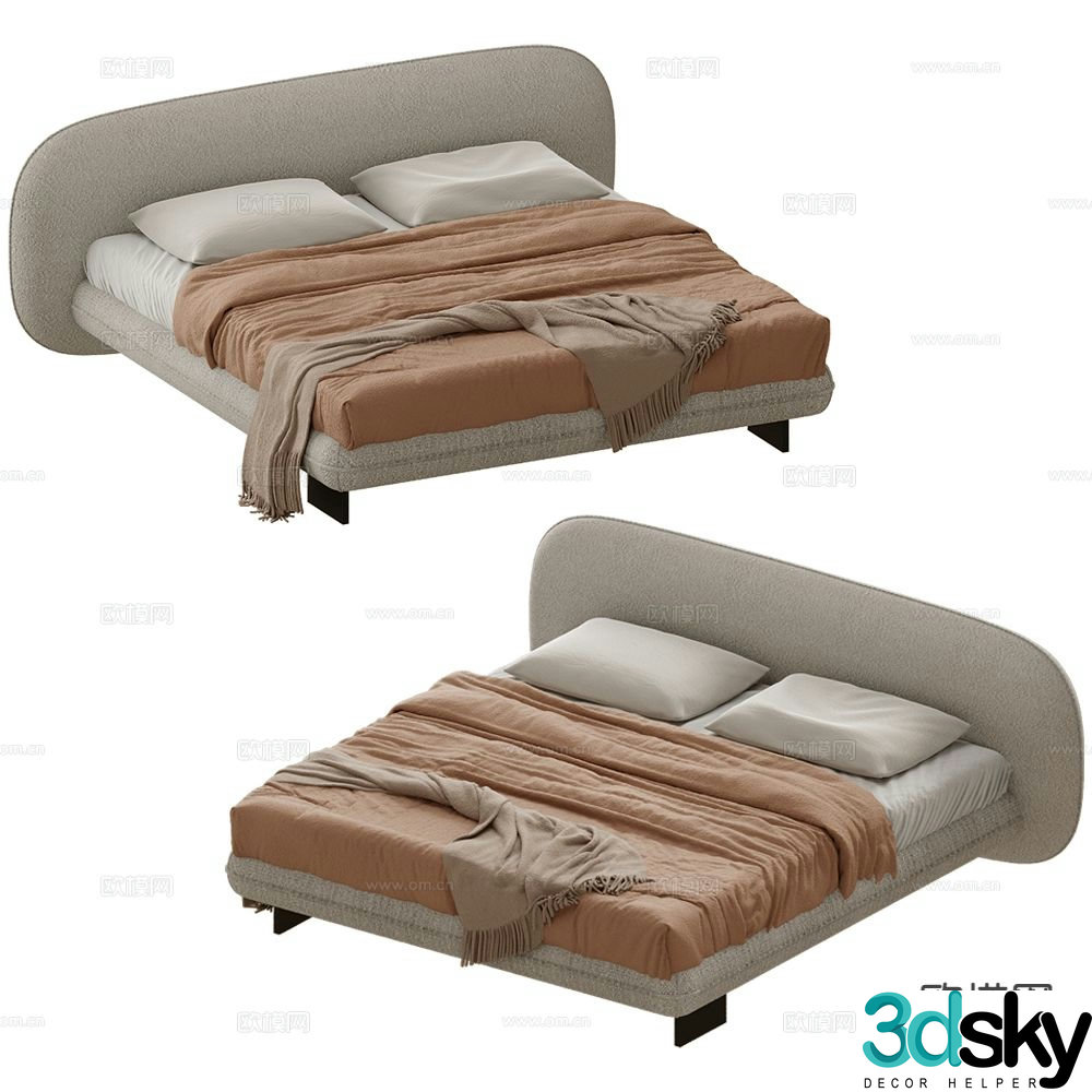 Saba modern double bed 3d model