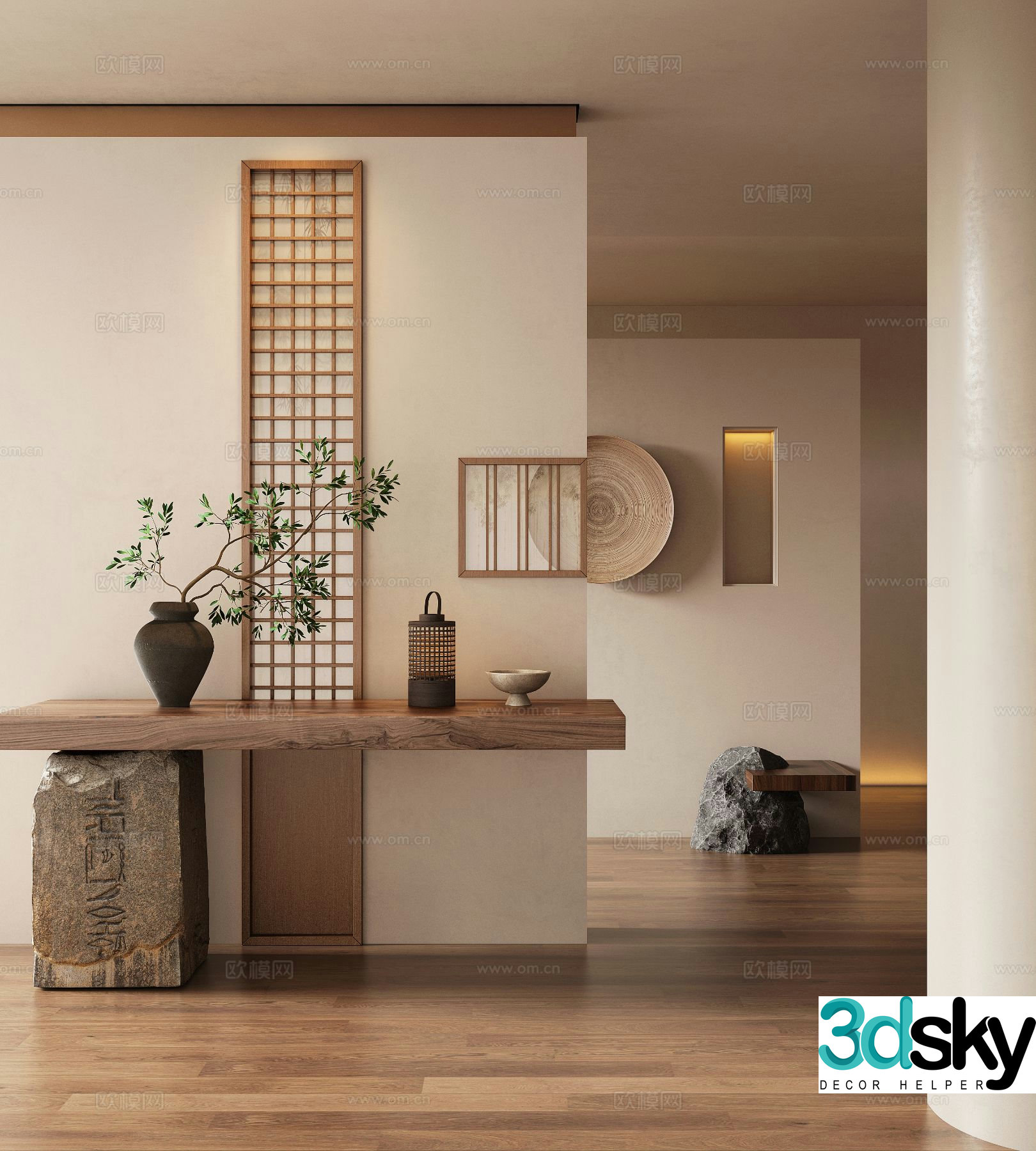 Wabi-sabi entrance hall entrance hall aisle 3D model