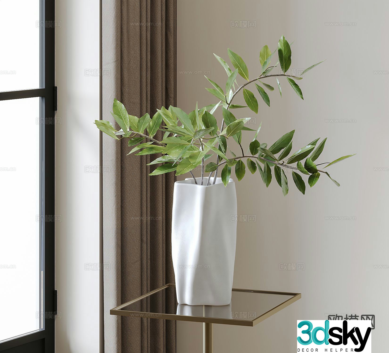 modern vase floral aquatic plant 3d model