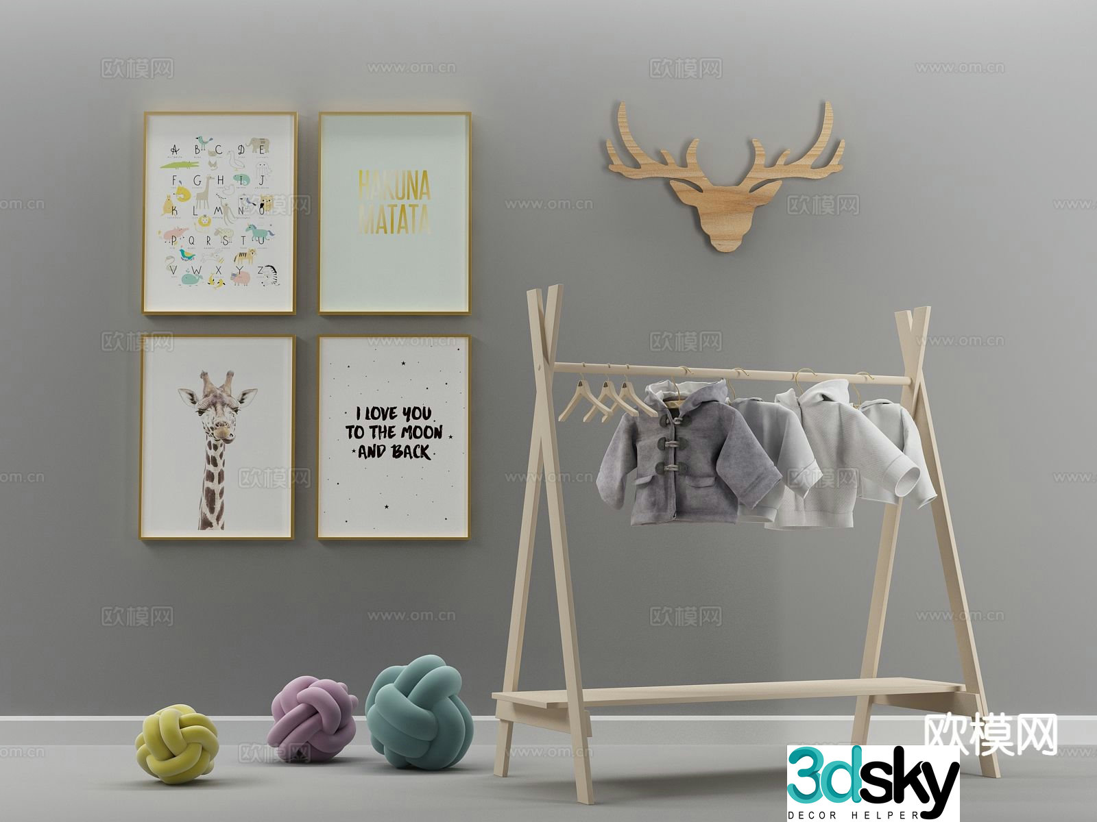 Modern clothes hanger clothing display rack 3d model