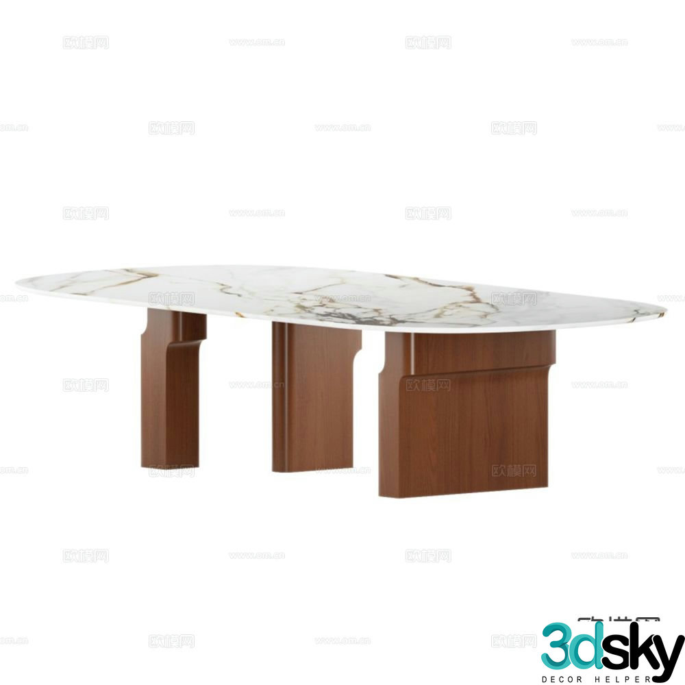Paolo Castelli minimalist dining table marble dining table 3d model