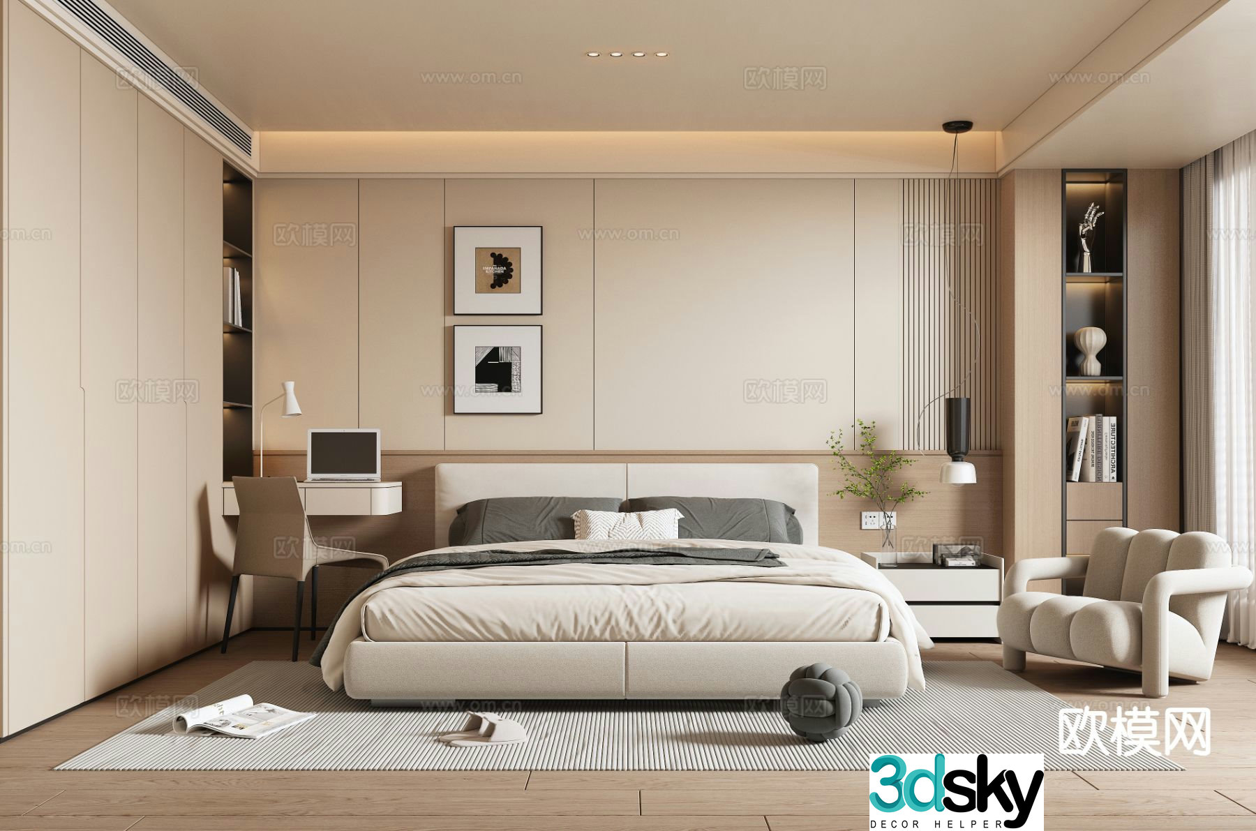 Modern bedroom master bedroom 3d model